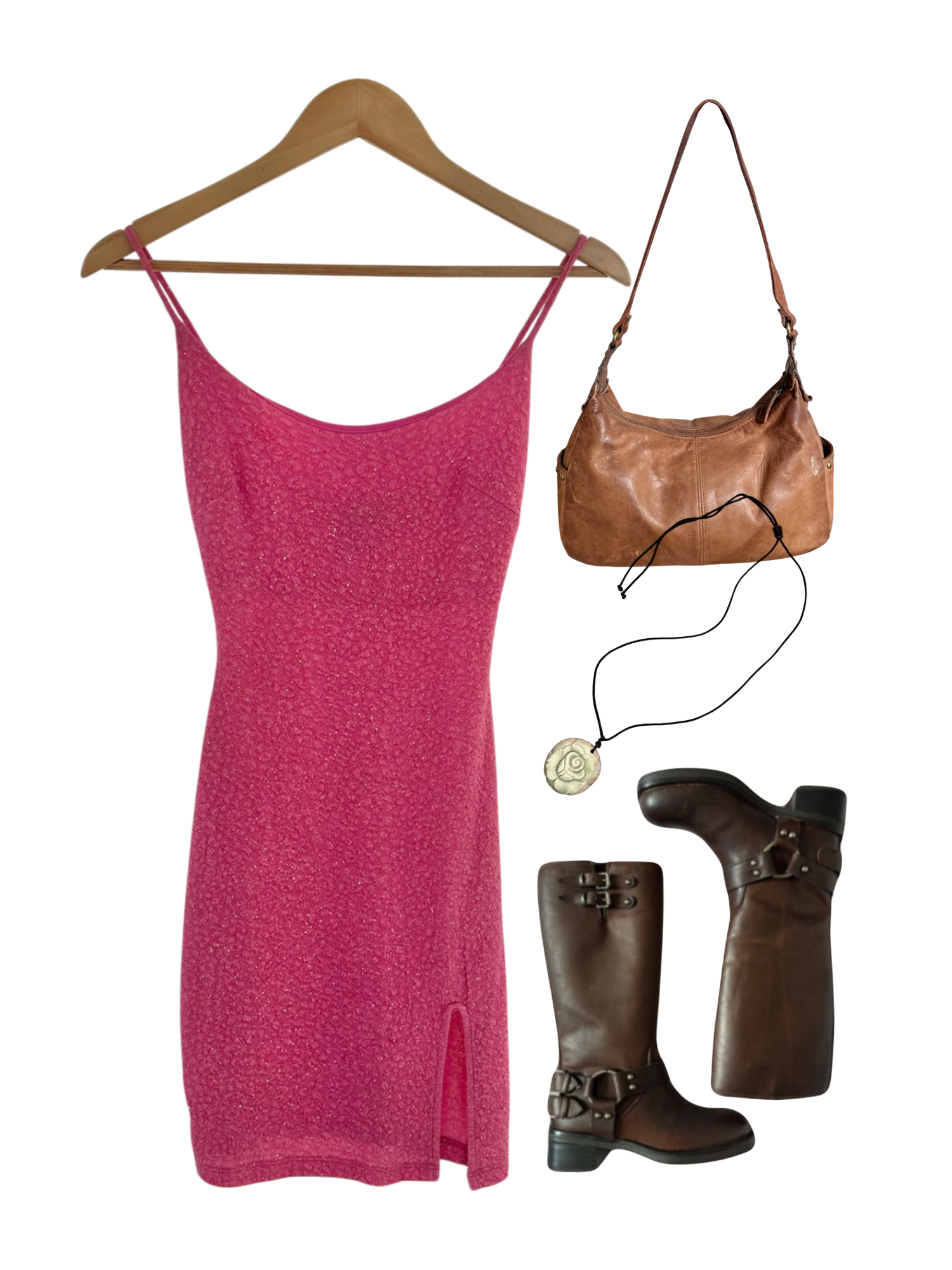 Vintage Y2K Raspberry Knit Mini Slip Dress (XS)