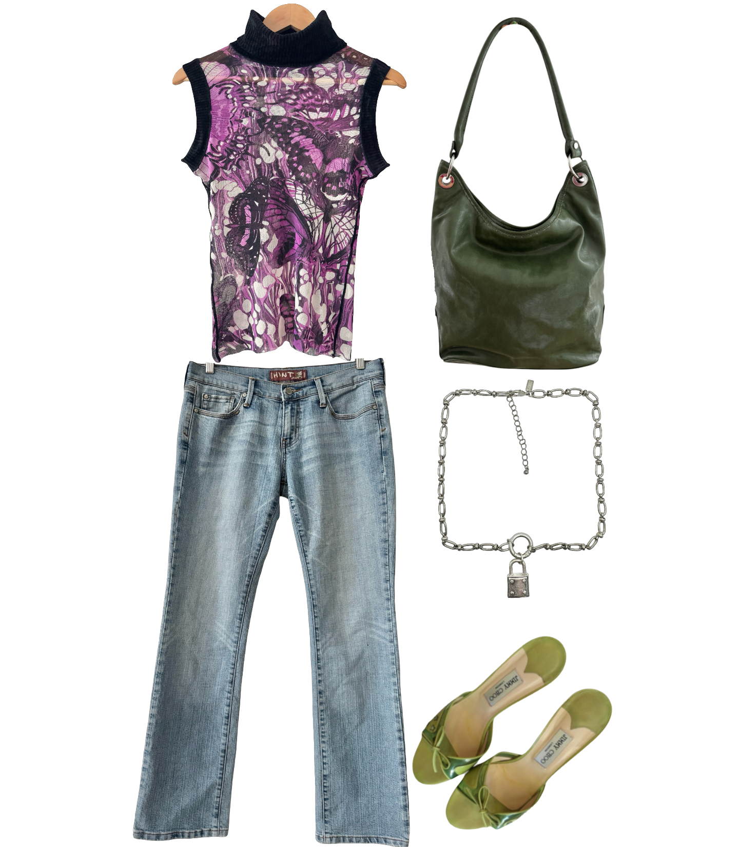 Vintage Jean Paul Gaultier Violet Butterfly Mesh Top (M)