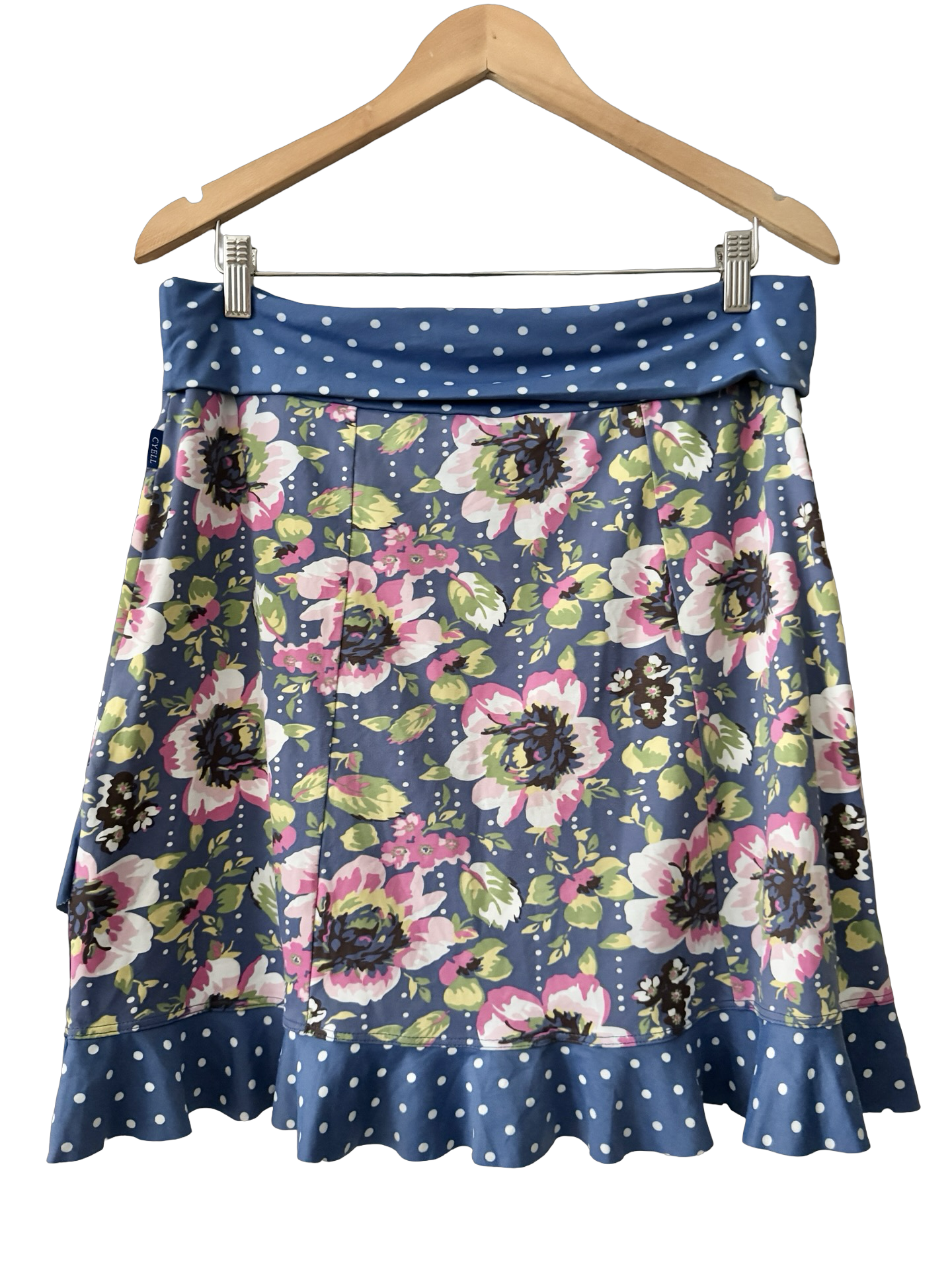 Vintage 90s Bluebell Picnic Floral Midi Skirt (L)