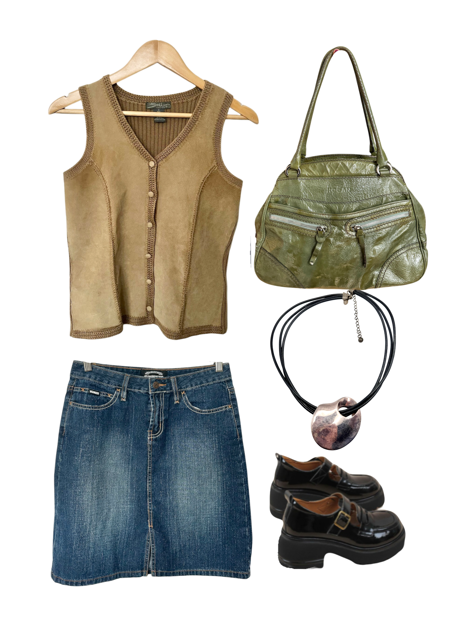 Vintage 90s Retro Suede Button-Front Vest (S/M)