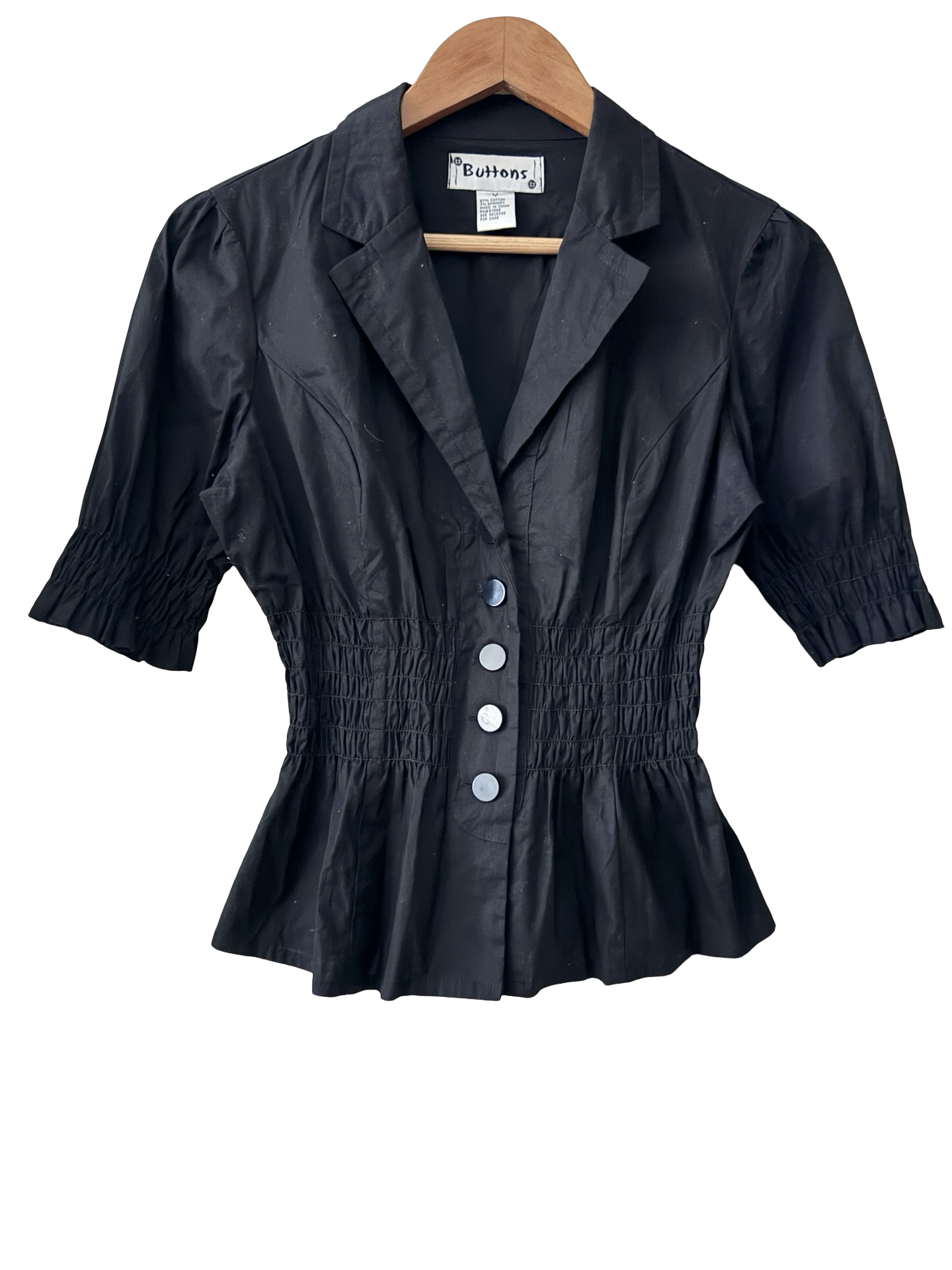 Vintage Y2K Downtown Cinched Cotton Blouse (M)
