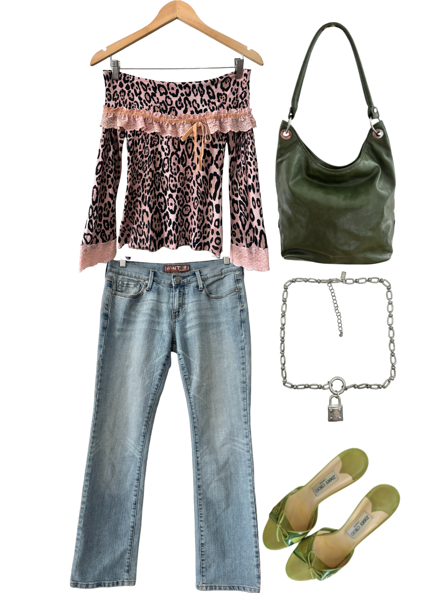 Vintage Y2K Italian Rinascimento Pink Leopard Bardot Top (S/M)