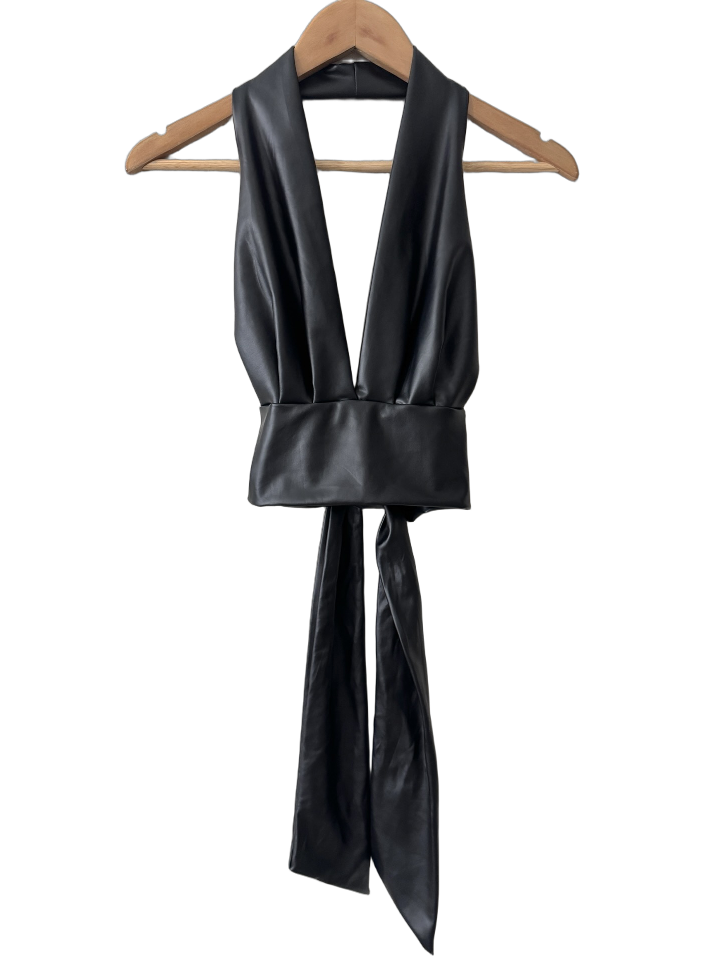 Vintage Midnight Faux Leather Halter Top (S/M)