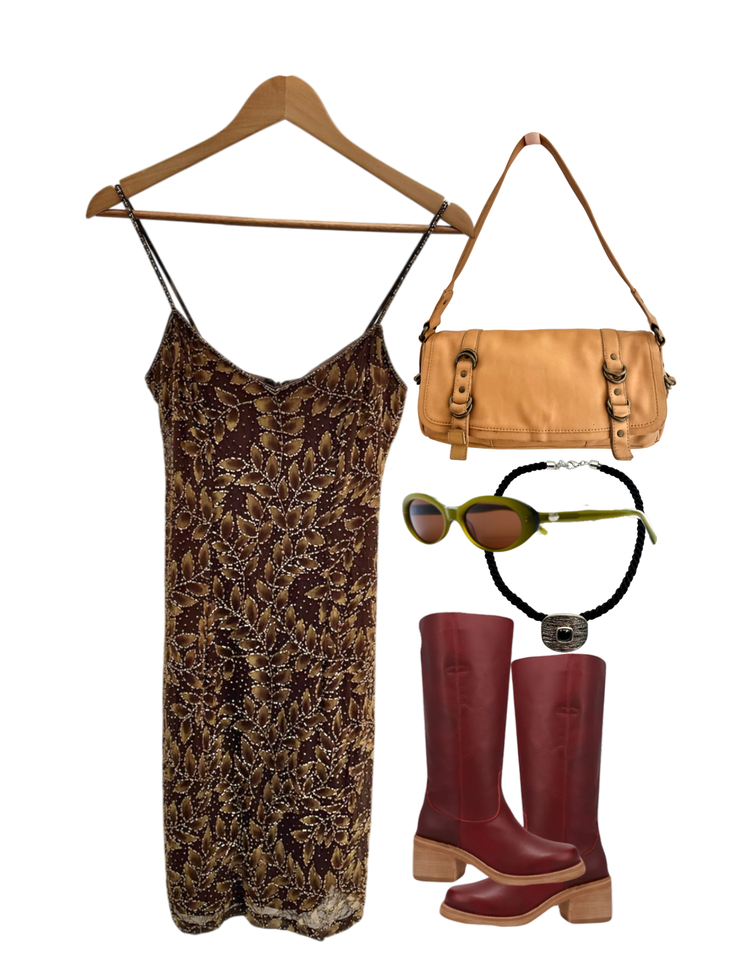 Vintage 90s Dainty Beaded Floral Mini Dress (S)