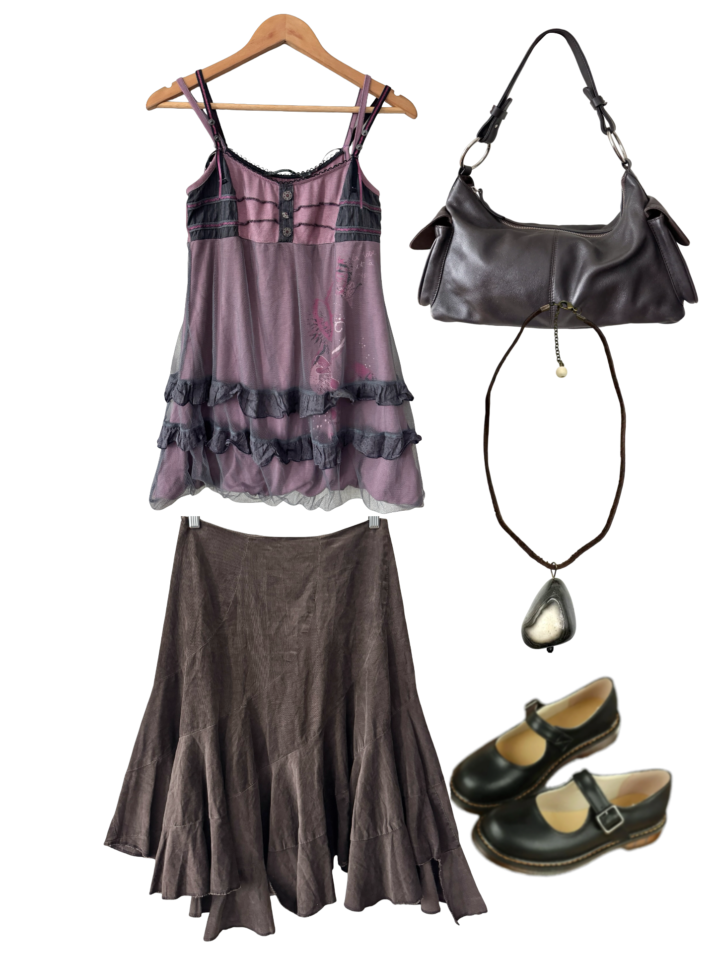 Vintage Y2K French Mauve Fever Babydoll Top (M)