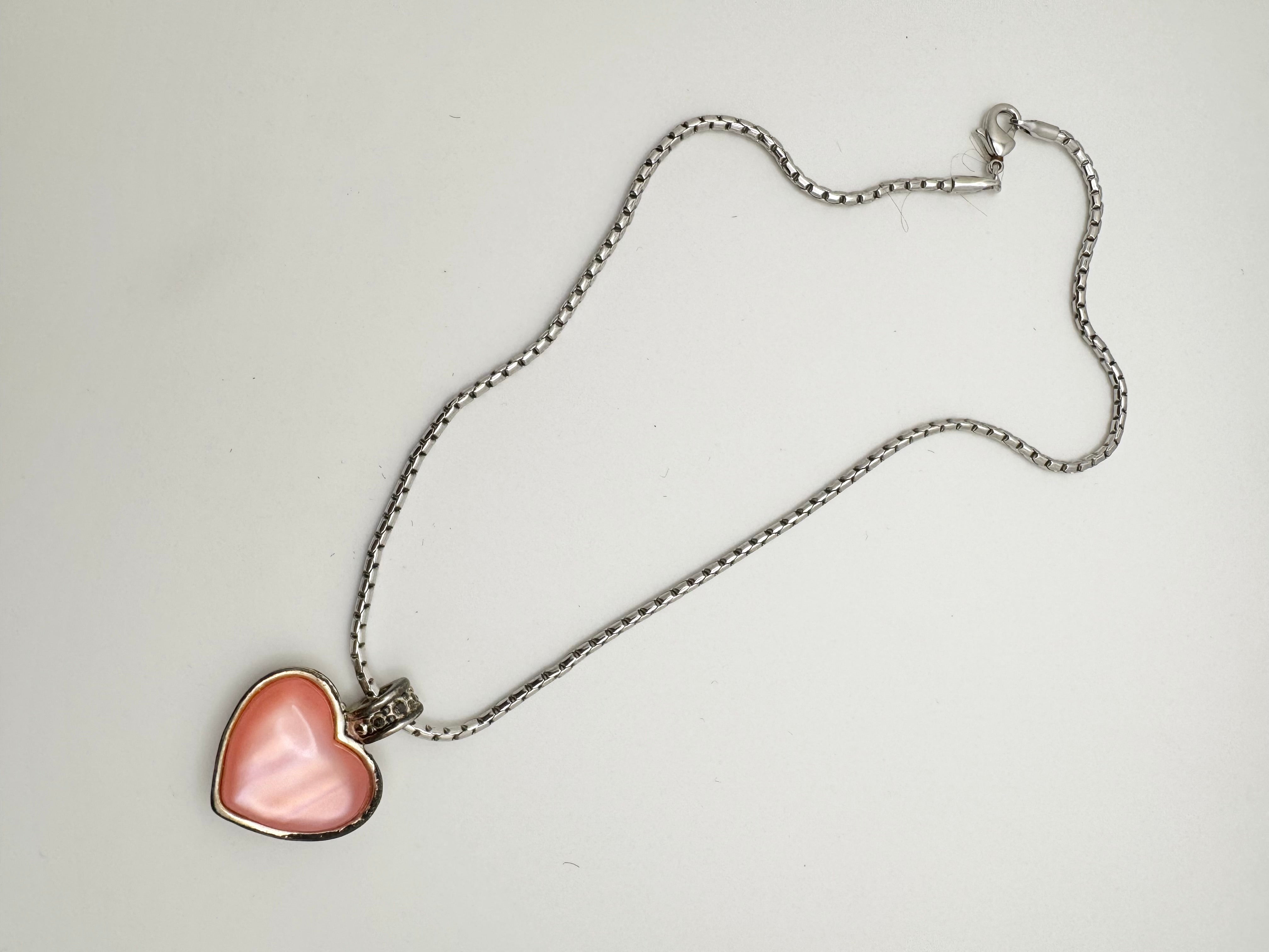 Dainty Pink Heart Chain Necklace