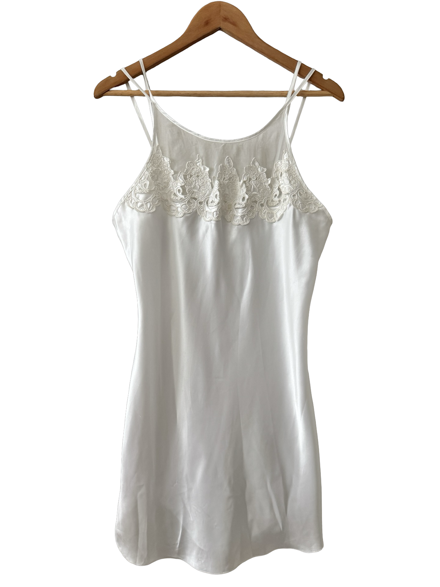 Vintage 90s Ivory Lace Slip Dress (M)