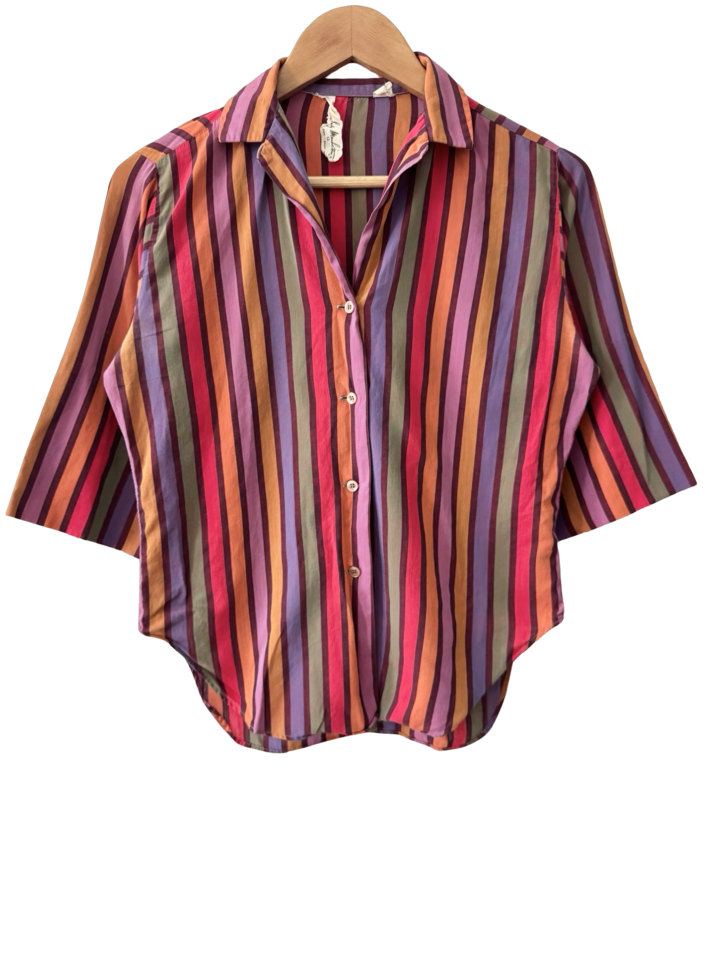 Vintage 80s Sunset Stripe Button-Up (S/M)