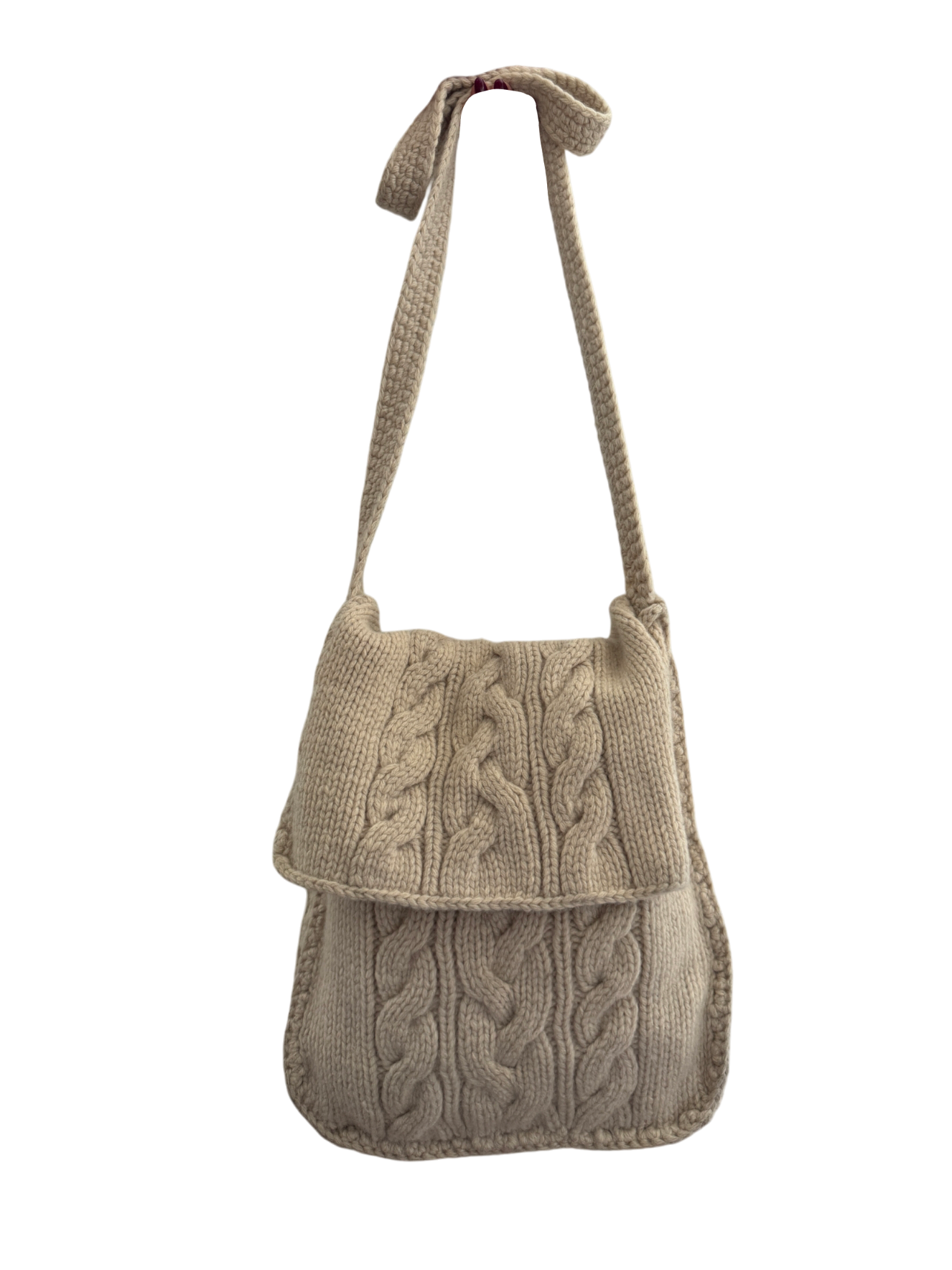 Vintage Cream Cable Knit Shoulder Bag