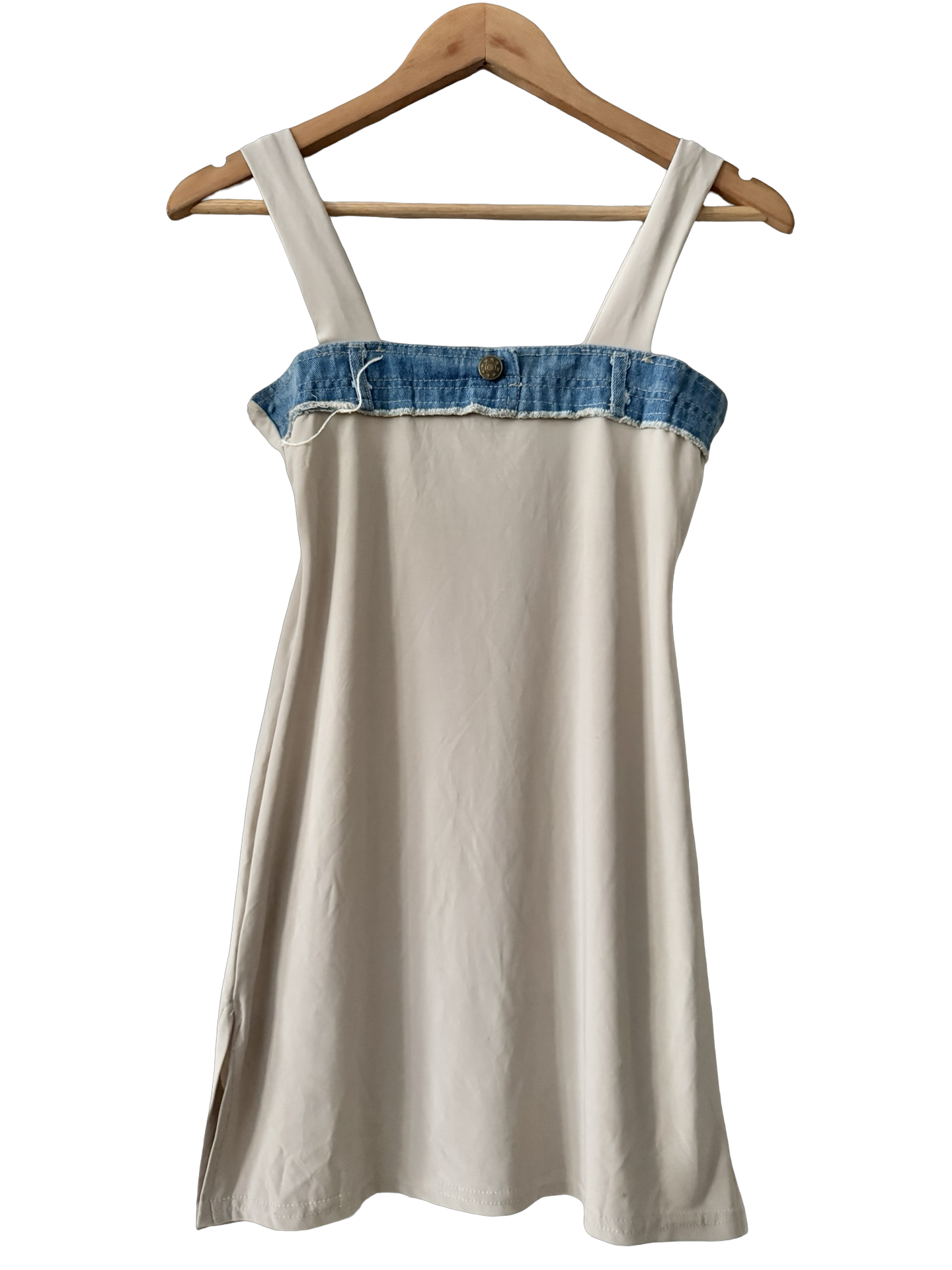 Vintage 90s Parisian Deconstructed Denim Mini Dress (S)