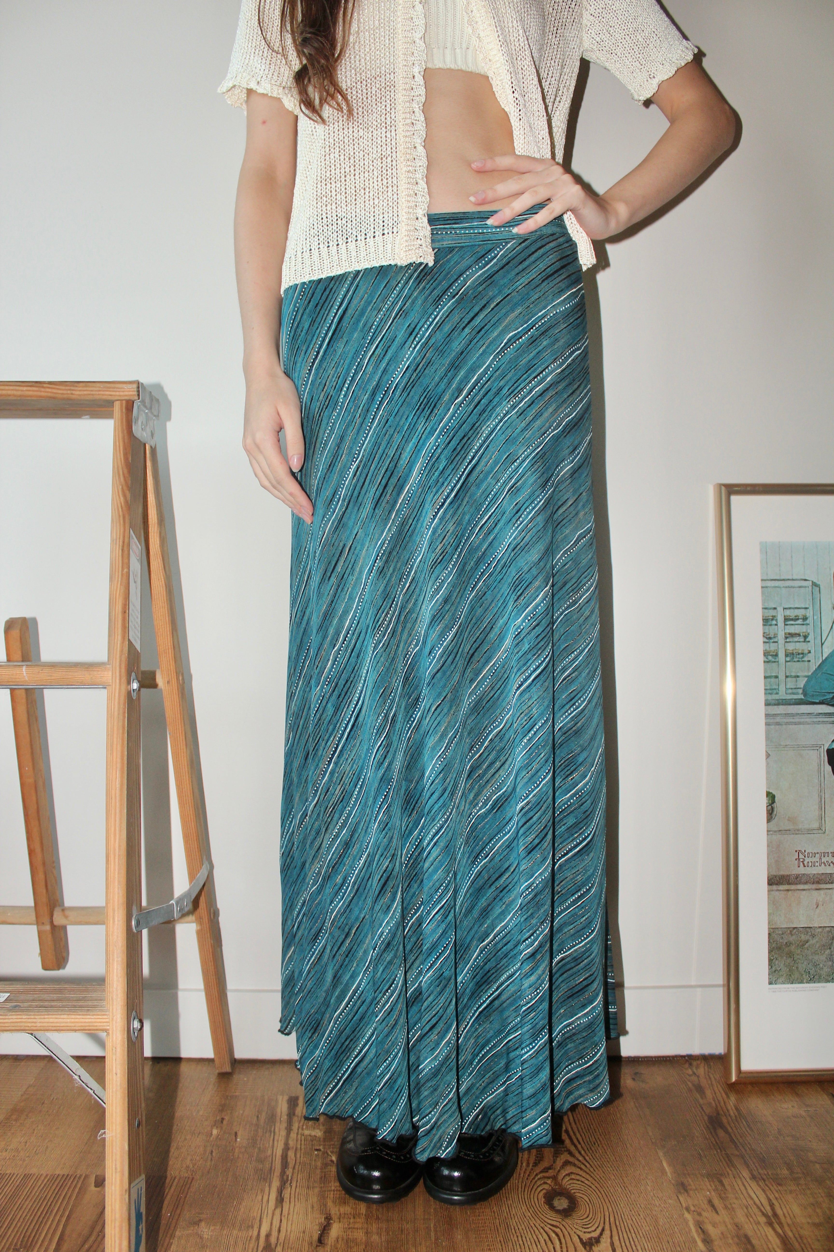 Vintage 90s Striped Midi Skirt (S)