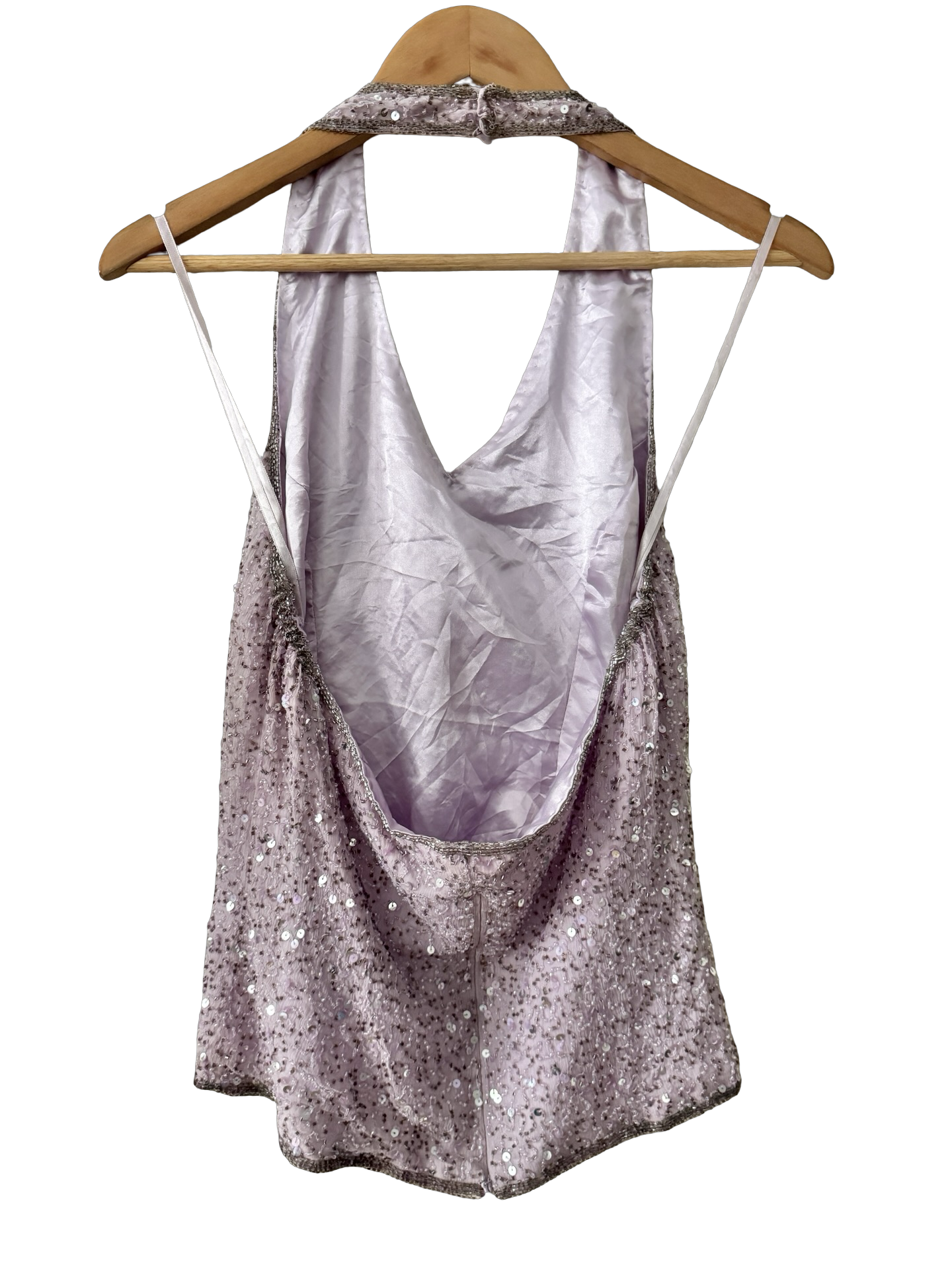 Vintage Y2K Lavender Hour Silk Halter (M)