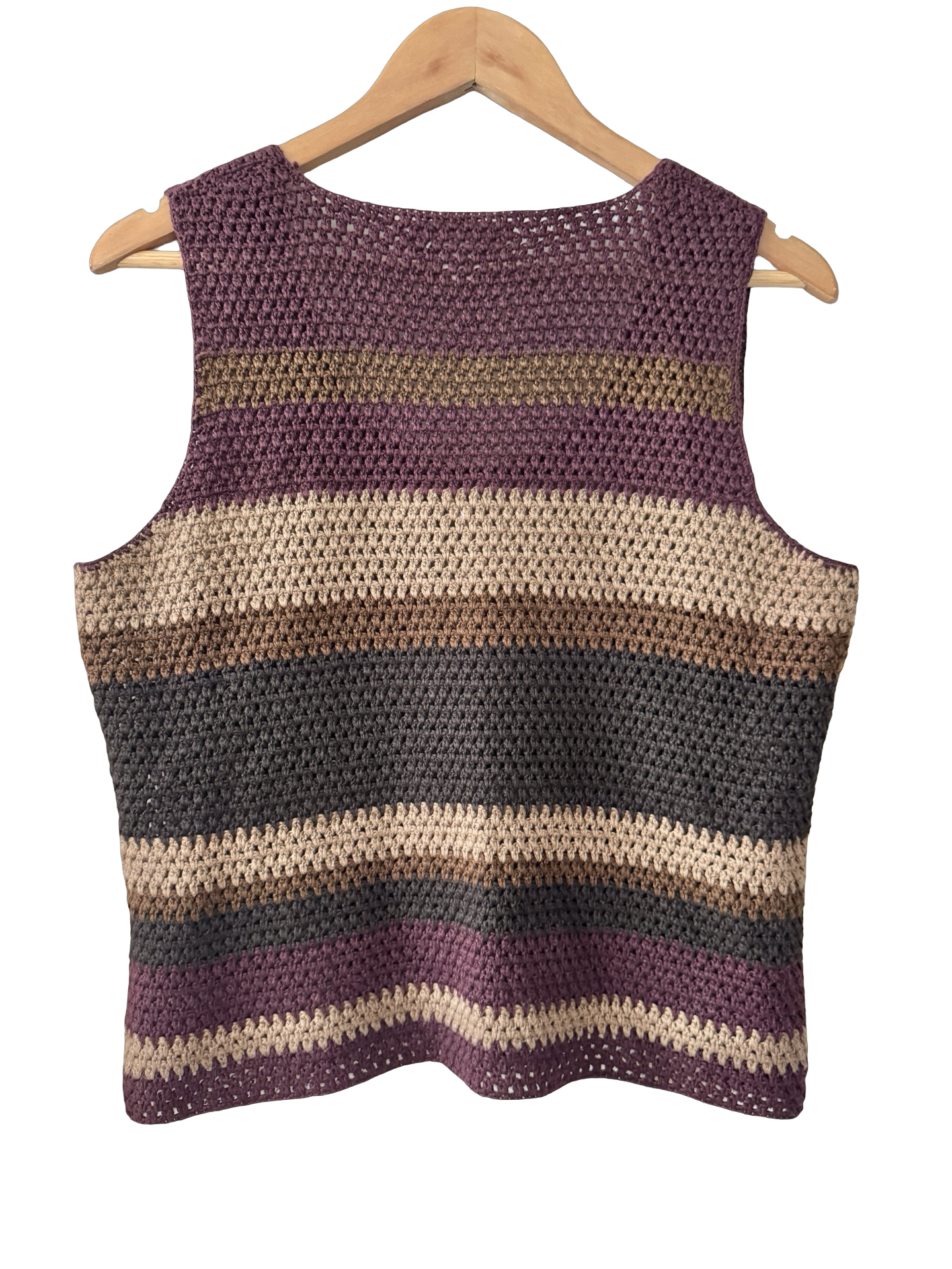 Vintage Y2K Plum Mocha Crochet Knit Tank (M/L)