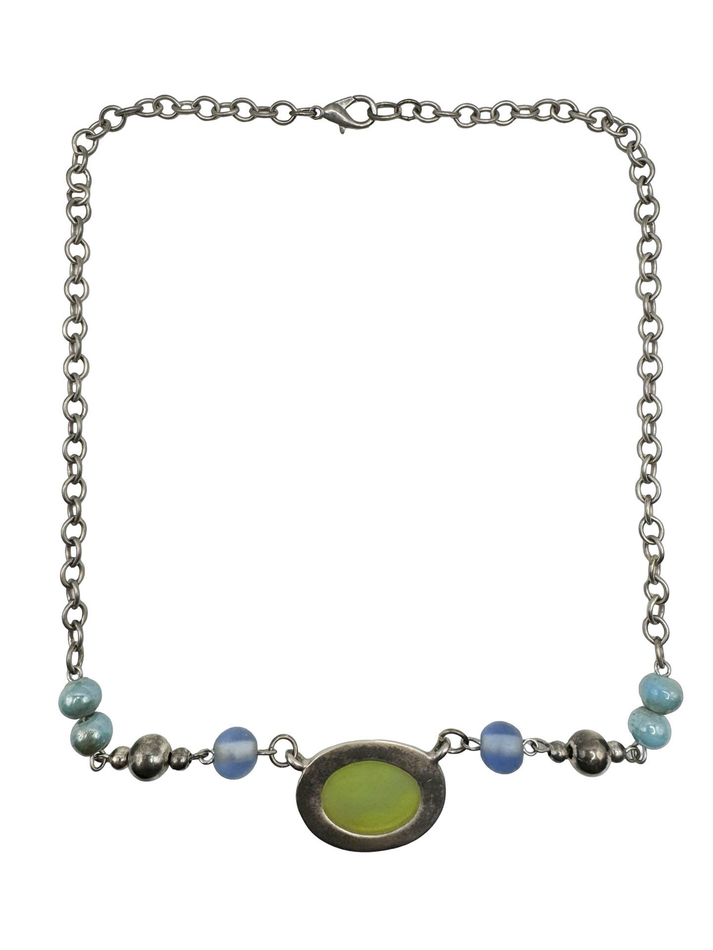 Vintage 90s Lime Sorbet Beaded Pendant Necklace