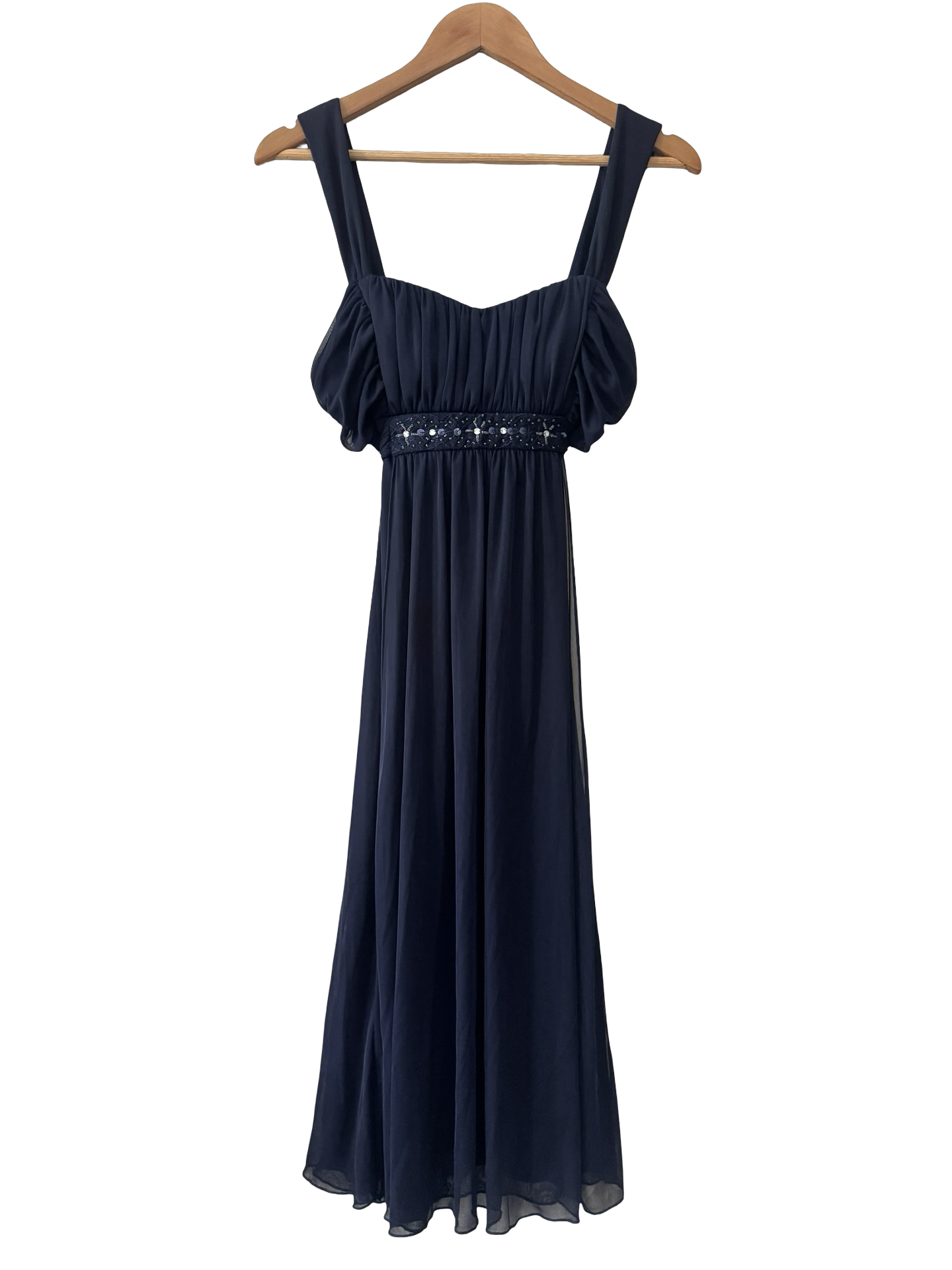 Vintage Midnight Embellished Empire Midi Dress (M)