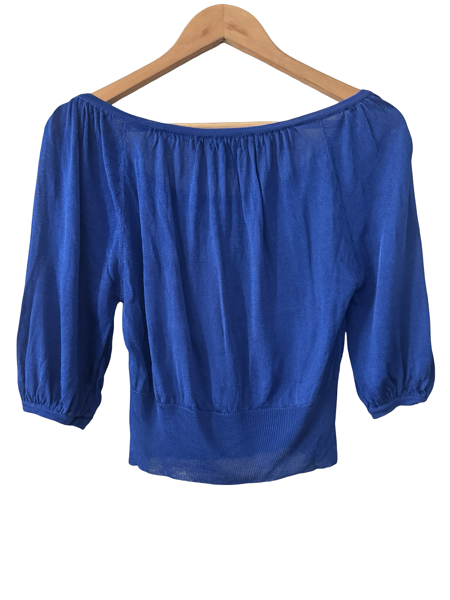 Vintage Cobalt Off-Shoulder Knit Cardigan (S/M)