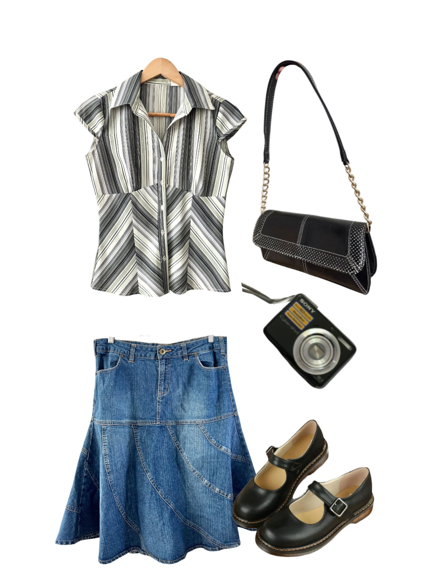 Vintage 90s Green Stripe Tailored Top (S)