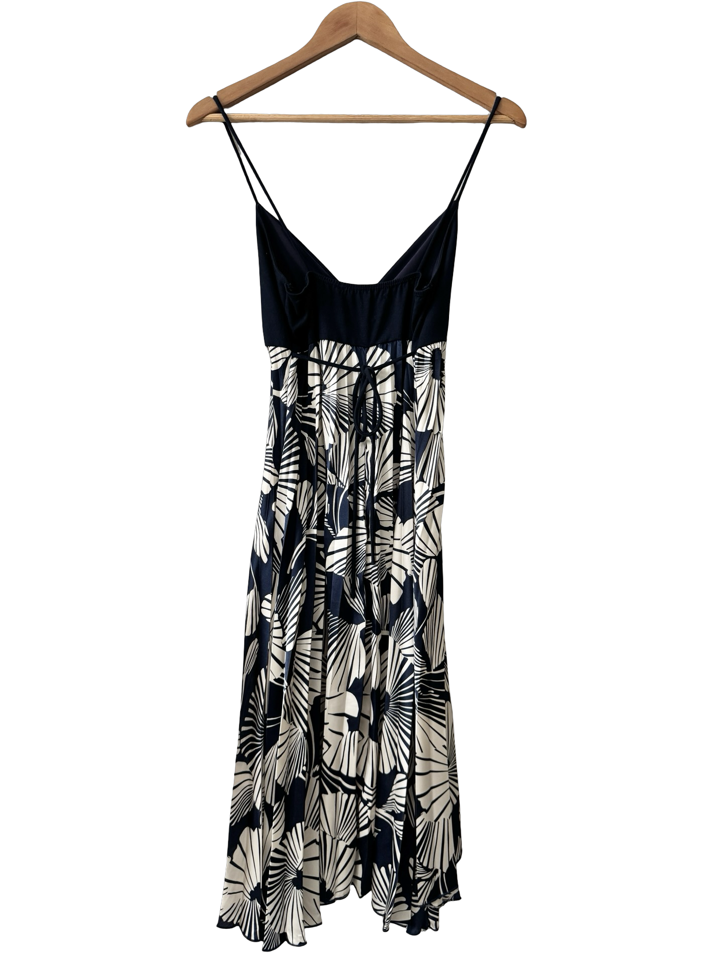 Vintage 90s Navy Floral Contrast Tie Slip Dress (S/M)