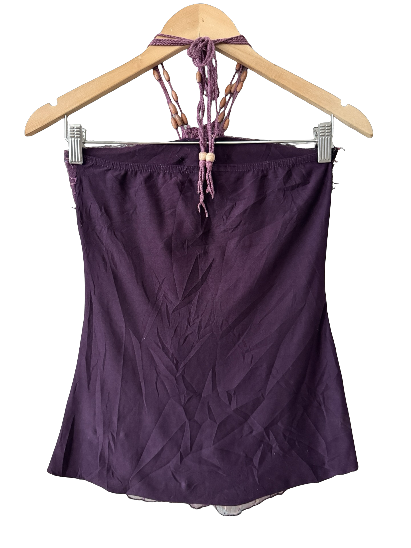 Vintage Y2K Parisian Plum Beaded Halter Top (XS)
