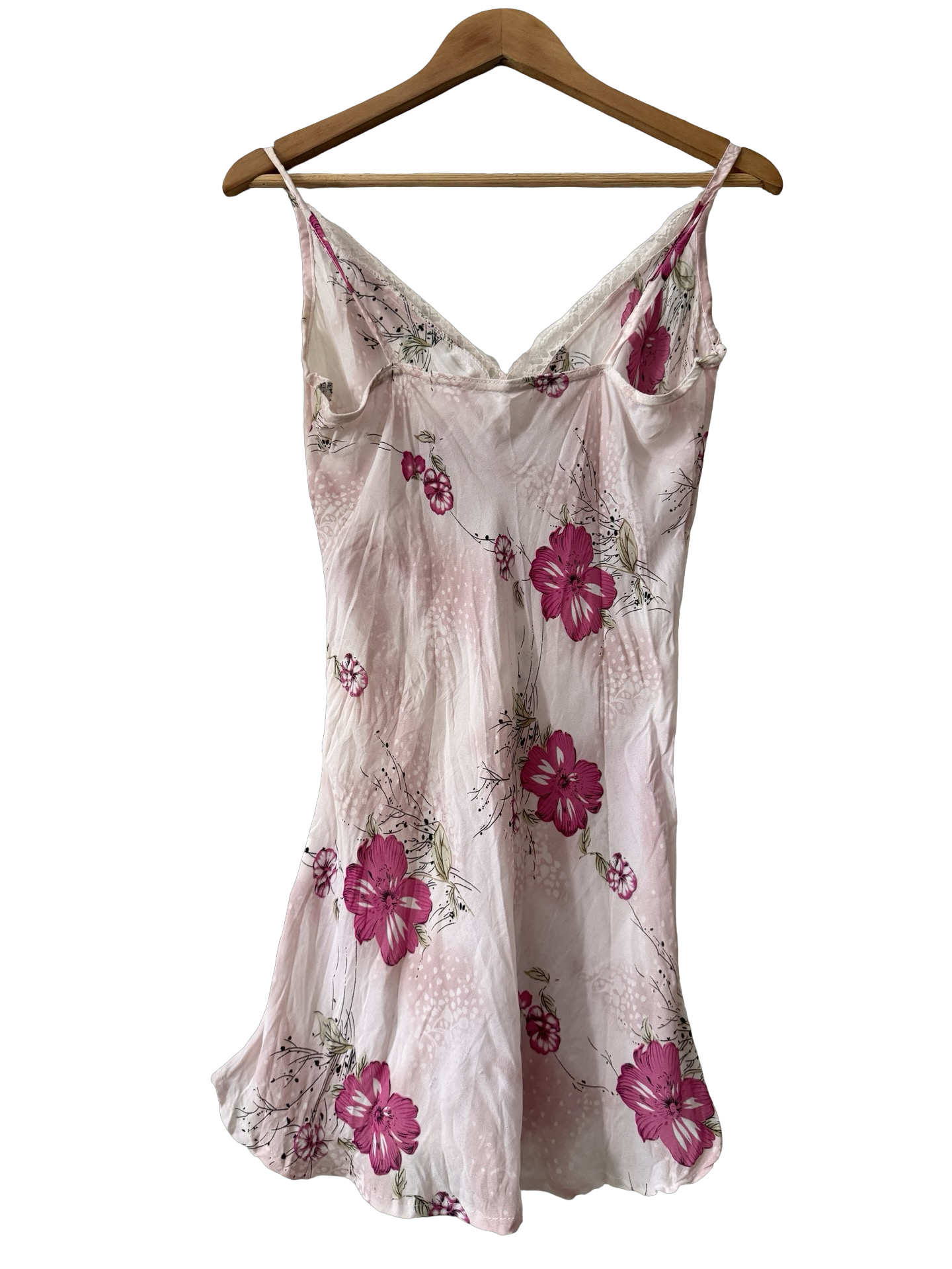 Vintage Y2K Blush Floral Satin Cami Dress (S/M)