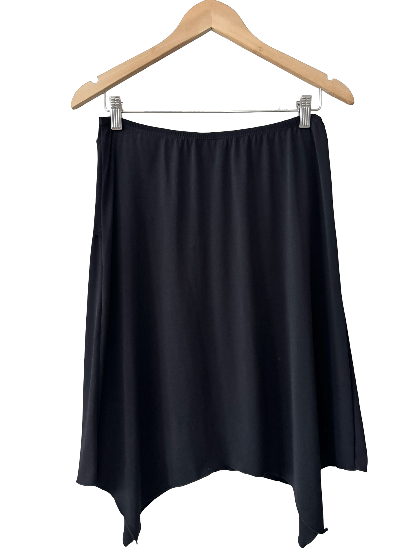 Vintage Y2K Black Handkerchief Hem Midi Skirt (S/M)