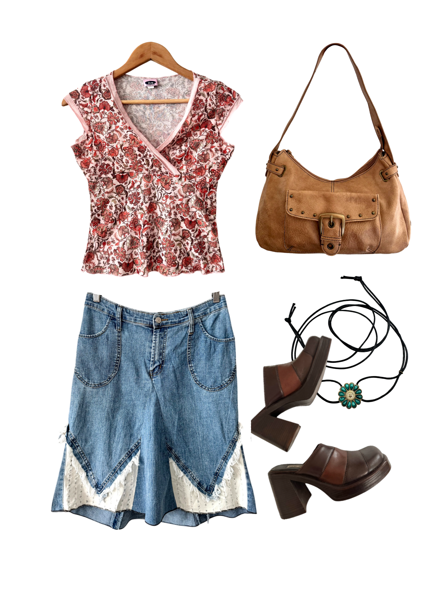 Vintage 90s Rose Porcelain Wrap Top (S/M)