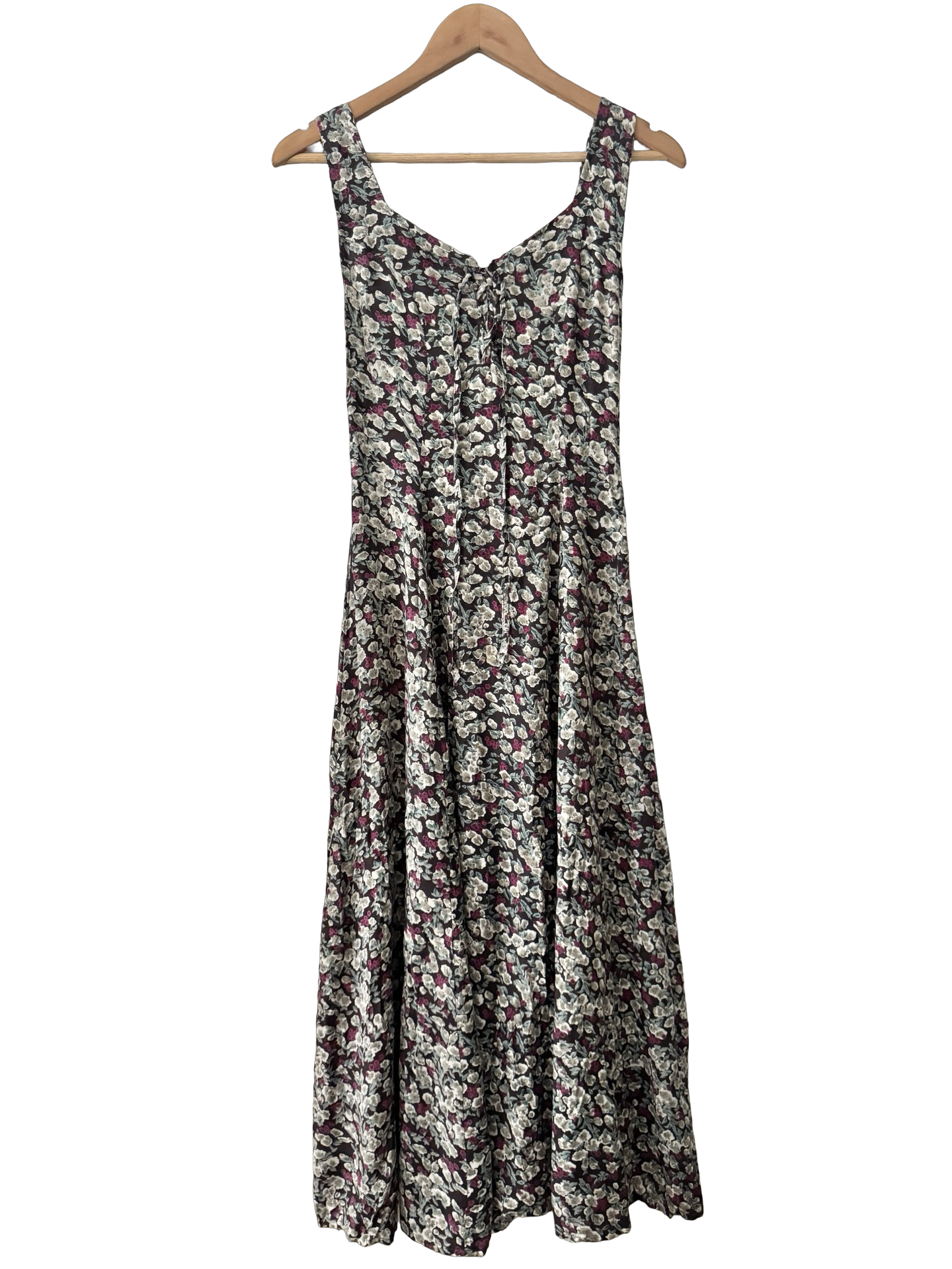 Vintage 90s Midnight Prairie Lace-Up Midi Dress (S)