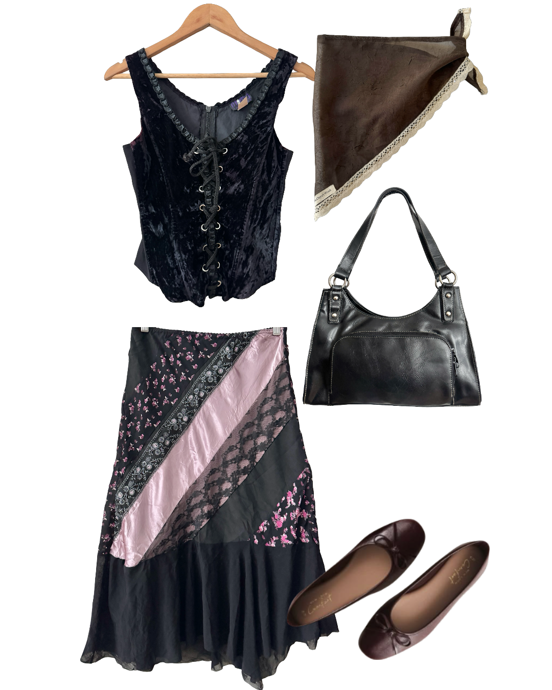 Vintage Y2K Fairy Noir Lace Midi Skirt (S)