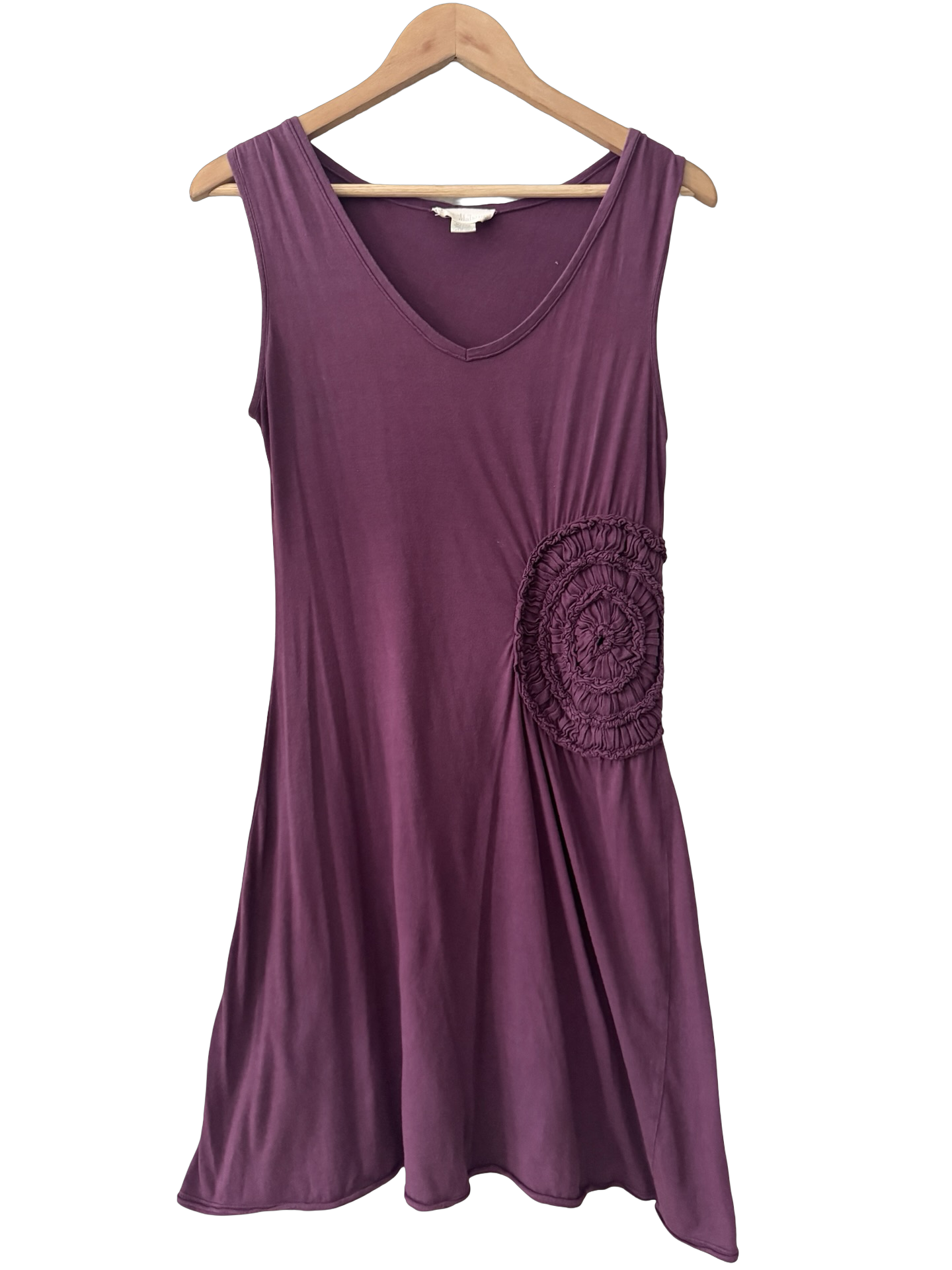 Vintage 90s Artsy Plum Midi Dress (M)