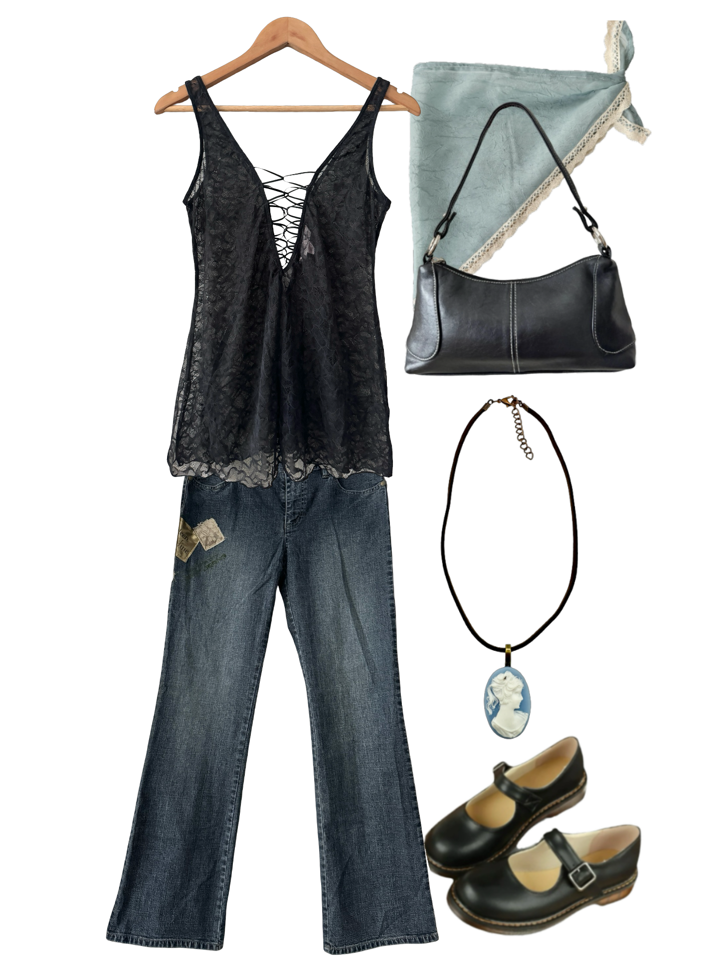 Vintage Y2K Lace-Up Angel Longline Top (S)