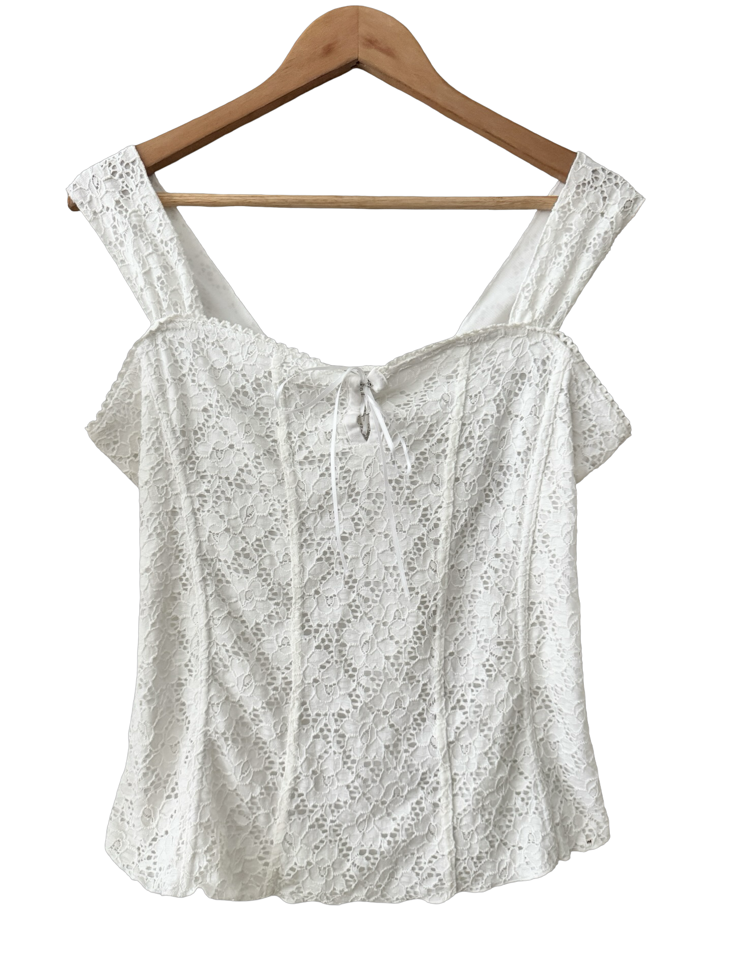 Vintage Y2K Lace-Up Eyelet Cami (L)