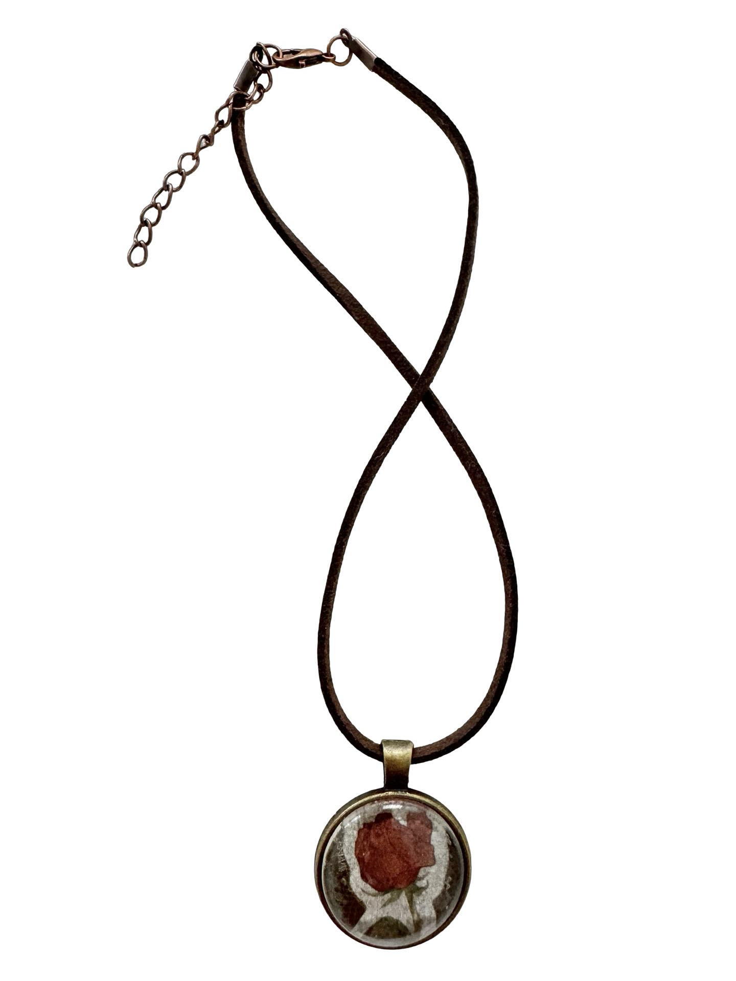 Vintage Pressed Rose Pendant Choker