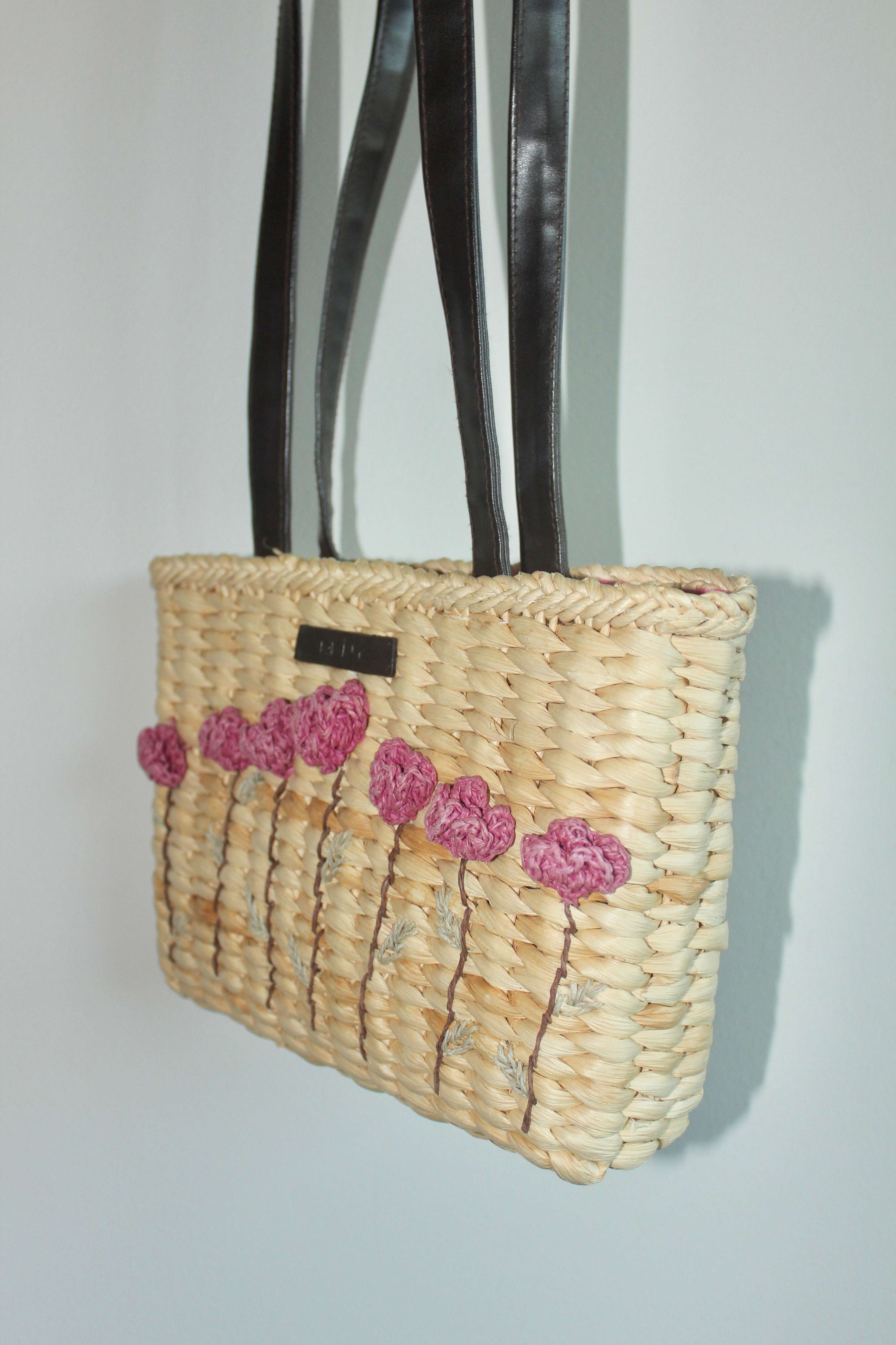 Vintage DKNY Floral Wicker Purse