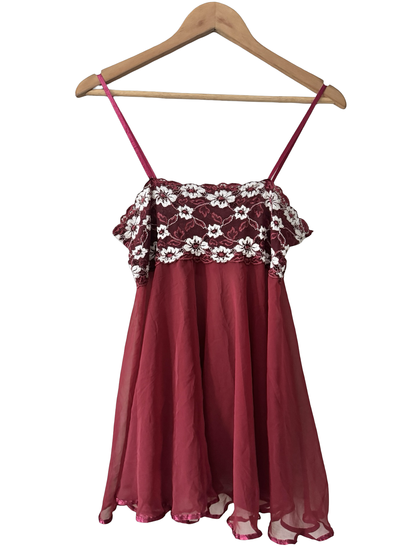 Vintage Y2K Burgundy Ballet Babydoll (M)