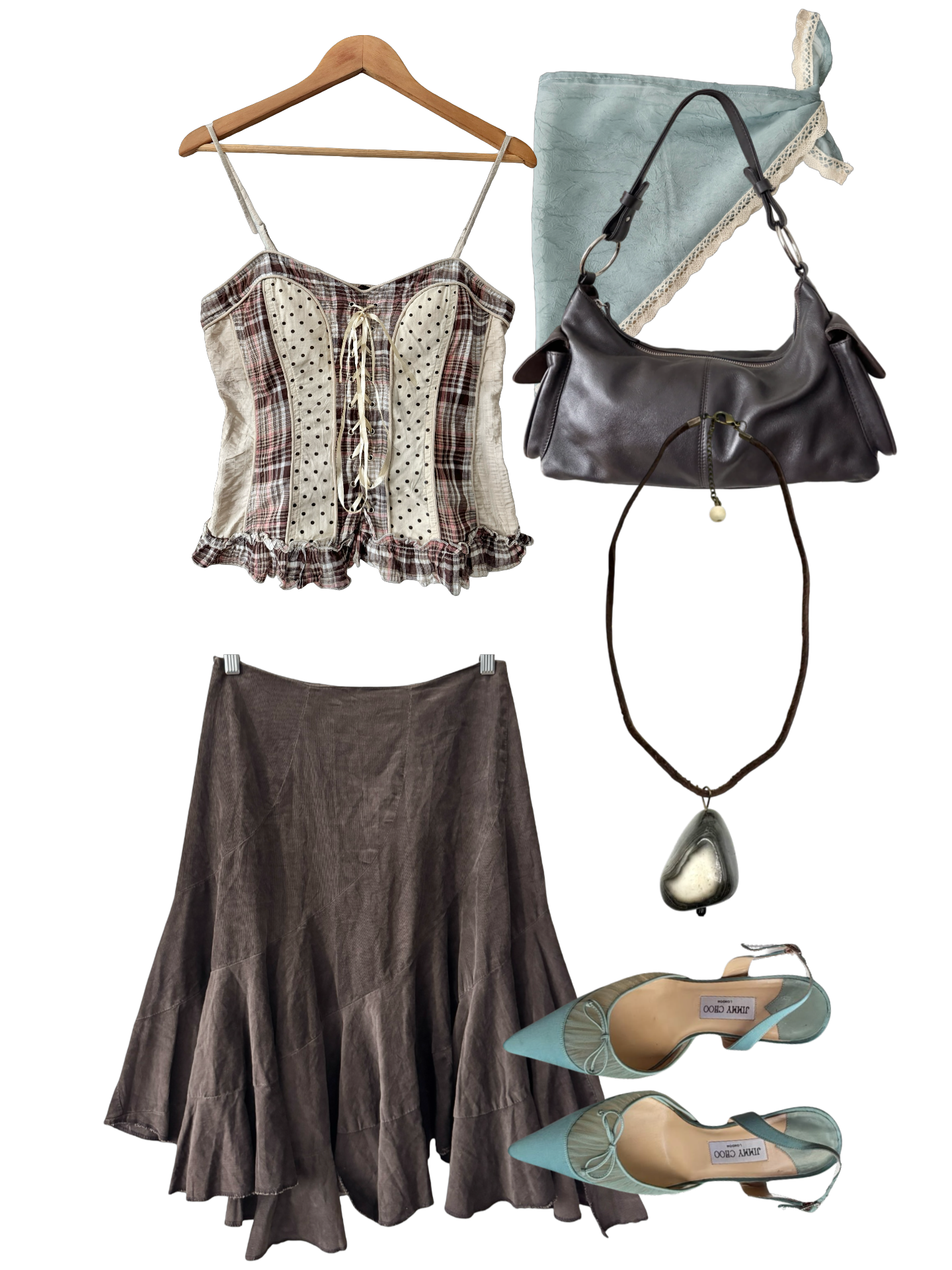 Vintage 90s French Chocolate Cascade Skirt (S)