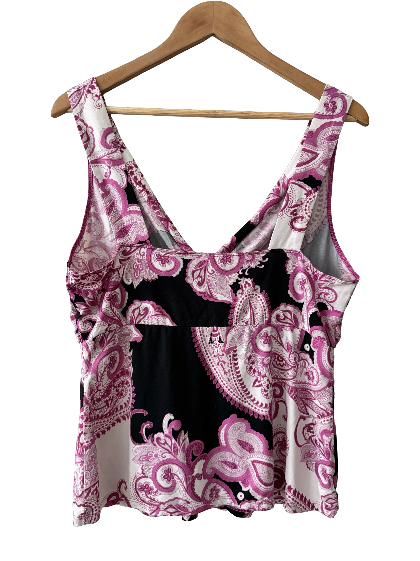 Vintage Y2K Pink Paisley Twist Front Top (XL)