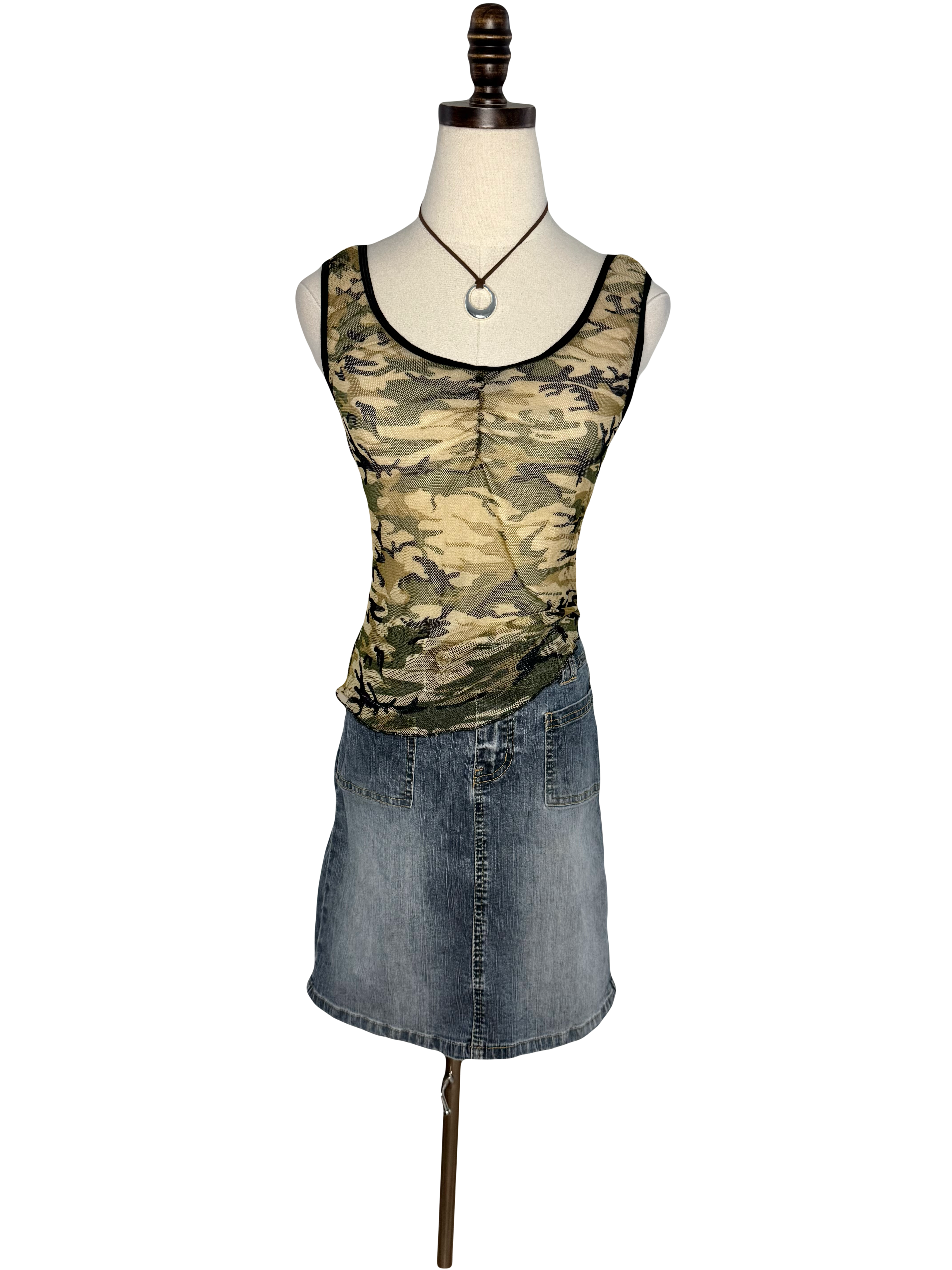 Vintage 90s Angel Double-Button Utility Denim  Skirt (S)