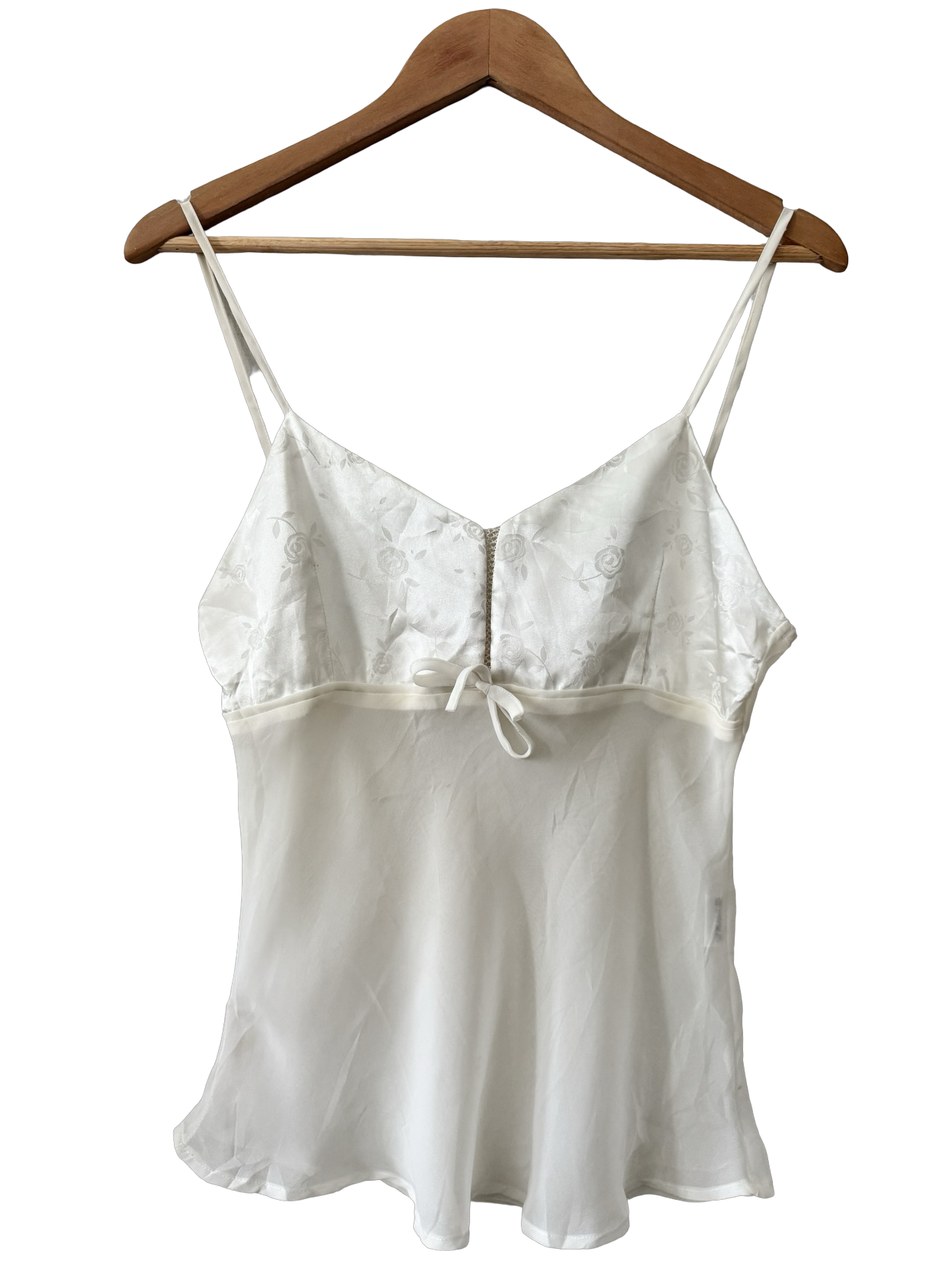 Vintage Y2K Mesh Ivory Rosebud Cami Top (S-M)