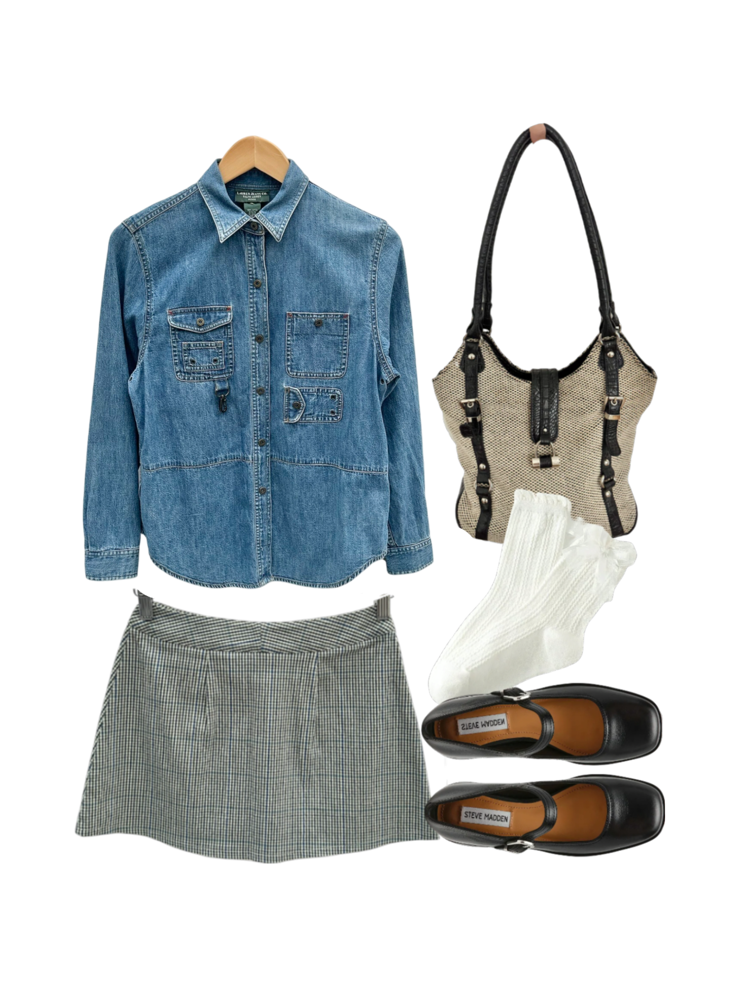 Vintage 90s Utilitarian Denim Button Up (M)