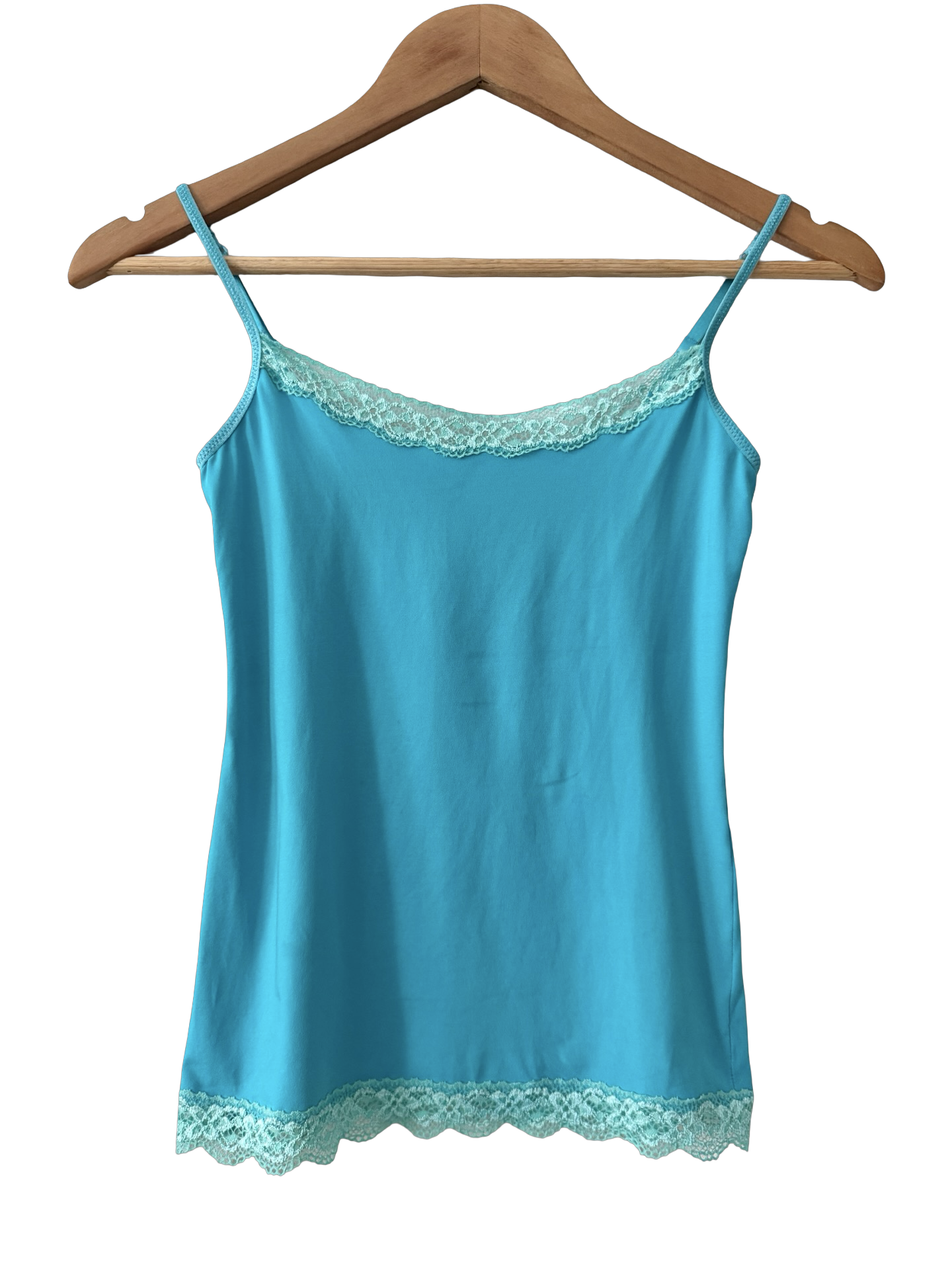 Vintage Y2K Aqua Lace Trim Cami Top (XS/S)