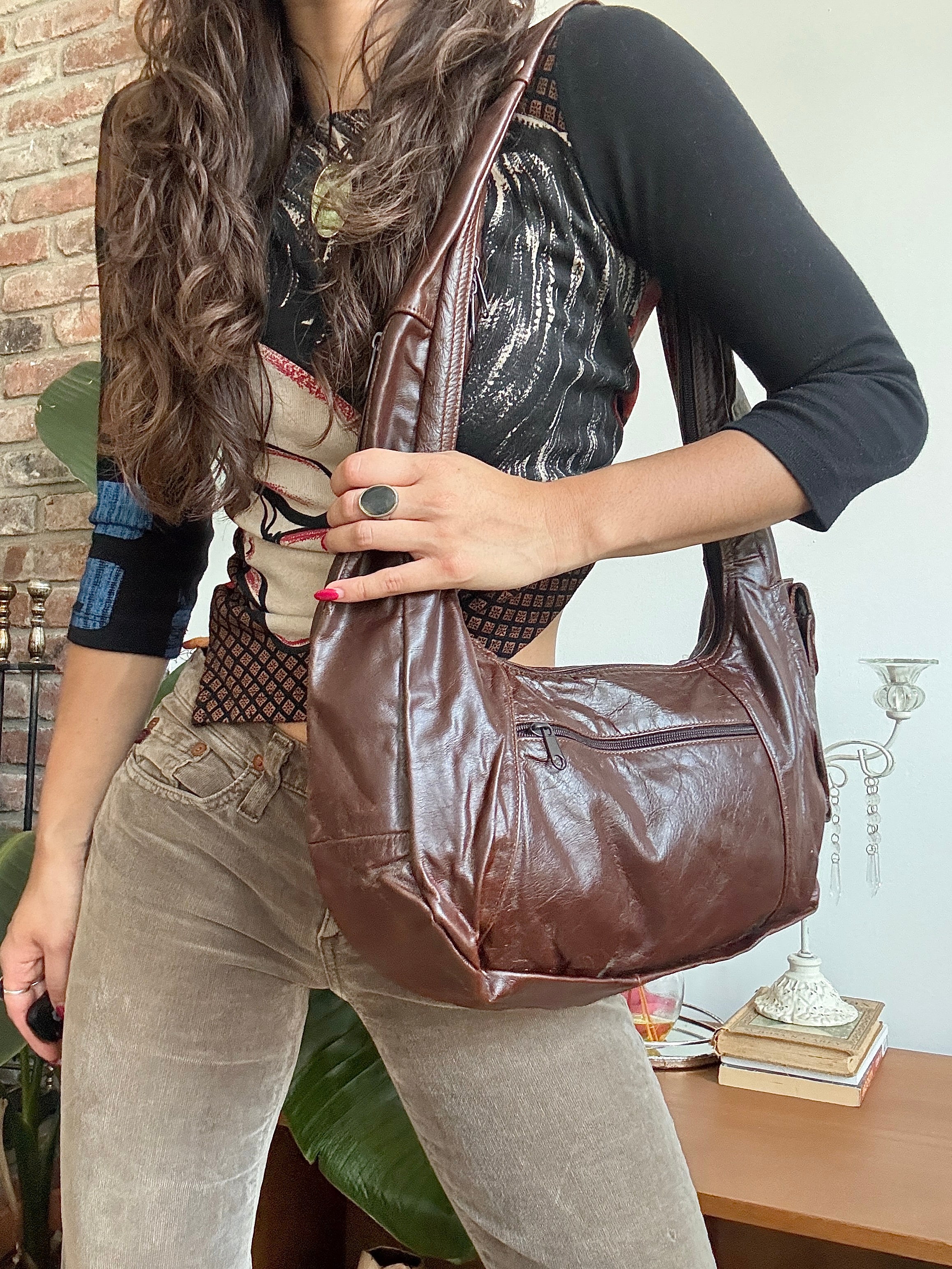 Vintage Y2K Espresso Everyday Leather Hobo