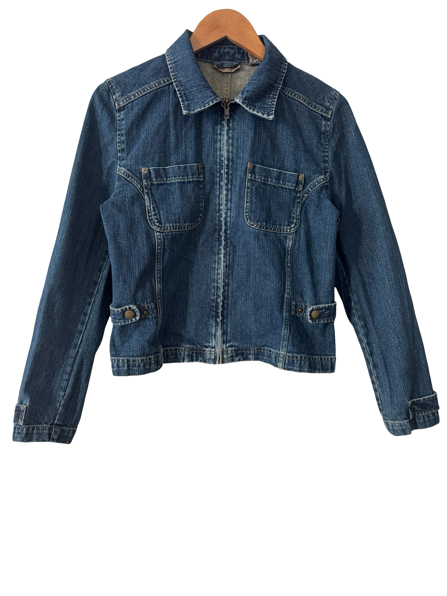 Vintage 90s Indigo Rider Cinch Denim Moto Jacket (S/M)