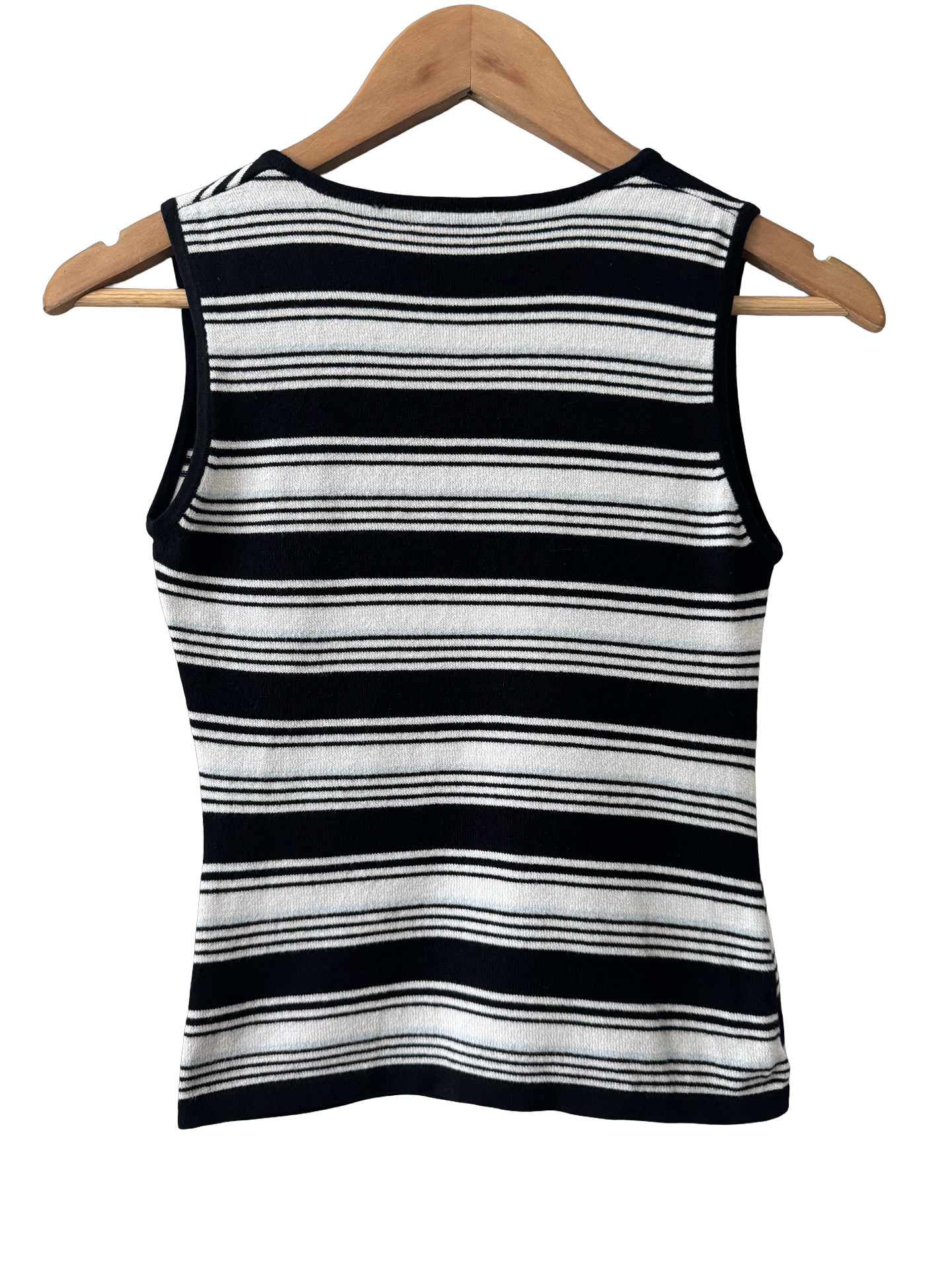 Vintage Y2K Black & White Striped Knit Tank (XS/S)
