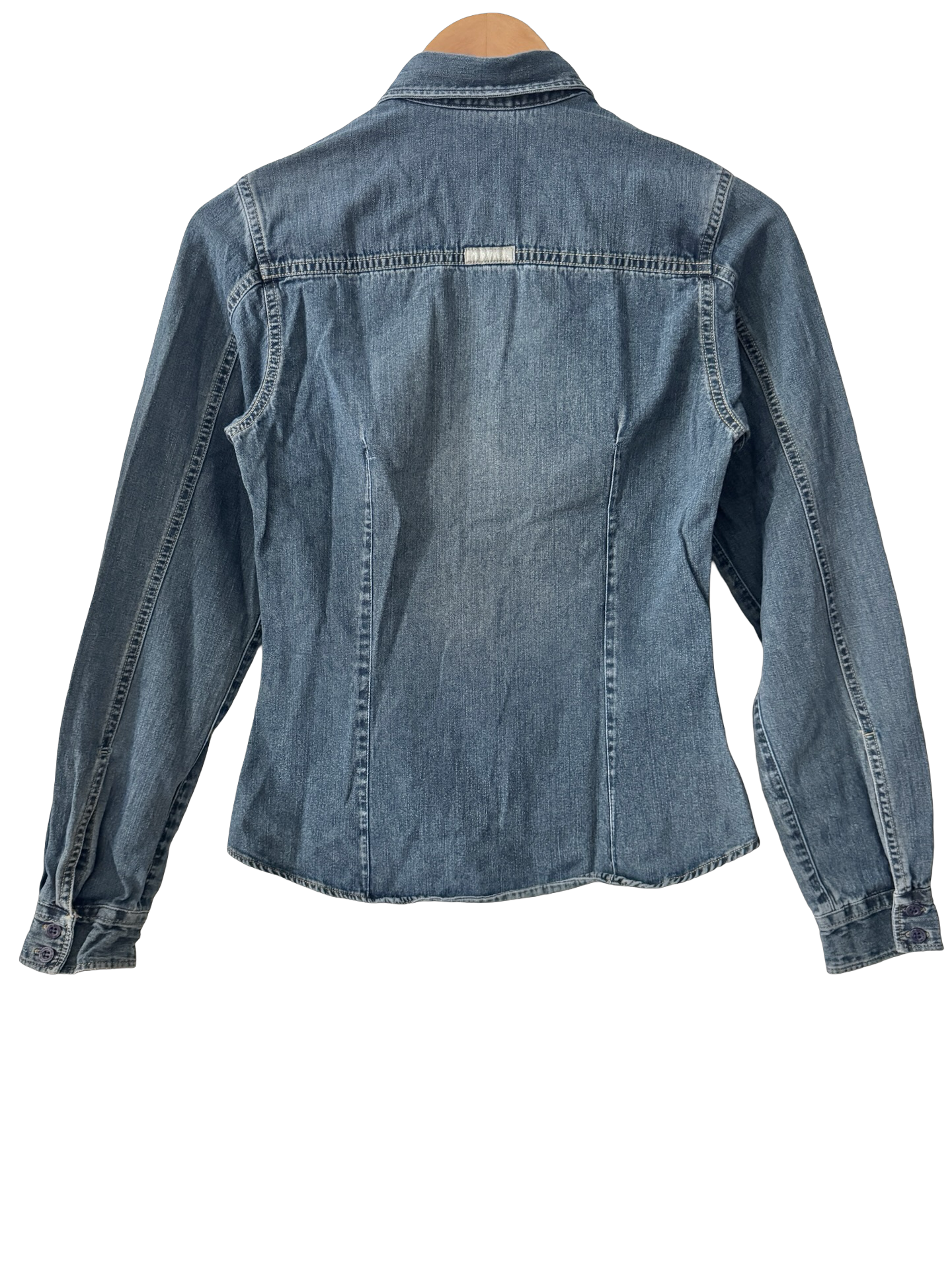 Vintage 90s Downtown Fitted Denim Button-Up (XS-S)