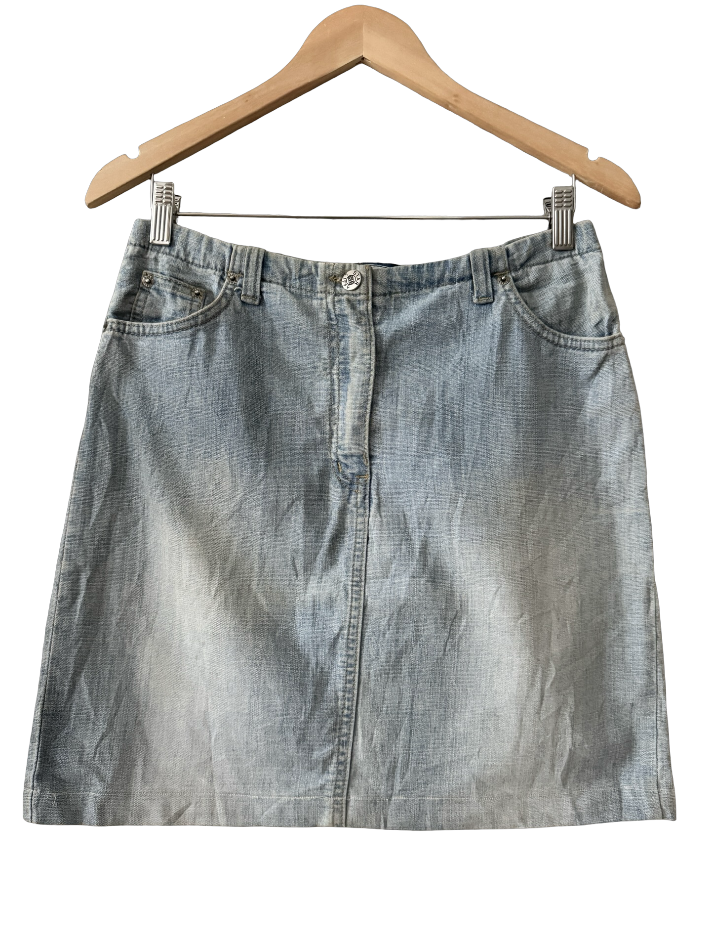 Vintage Y2K Blue Jean Swing Midi Skirt (S/M)