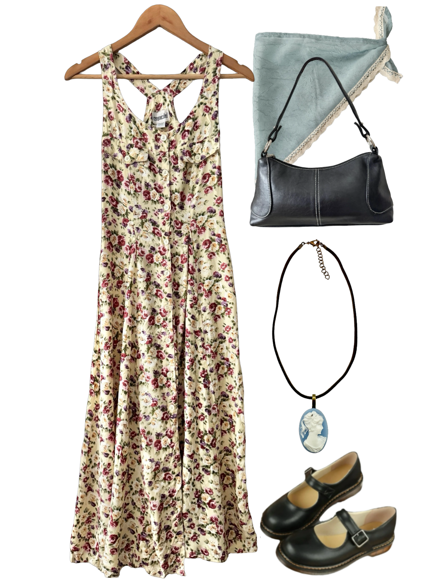 Vintage 90s Romantic Floral Peasant Dress (M)
