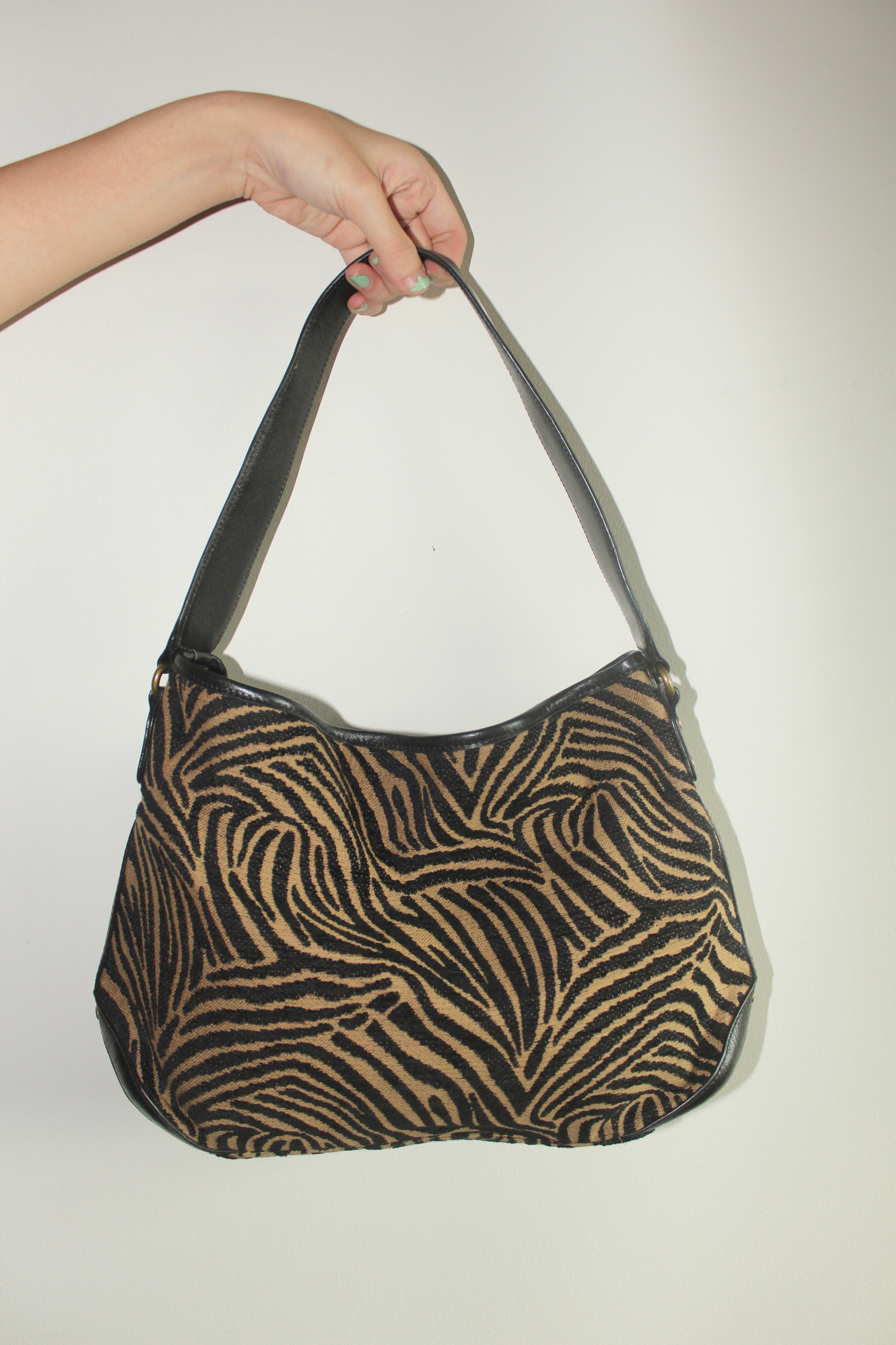 Vintage Zebra Striped Oversized Tote Purse