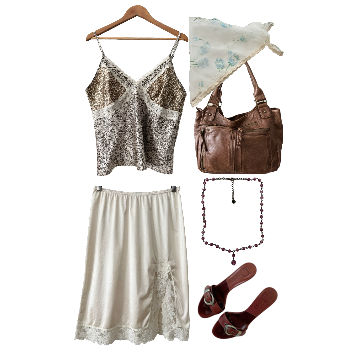 Vintage 90s Secret Treasures Mixed Print Lace Cami (L/XL)