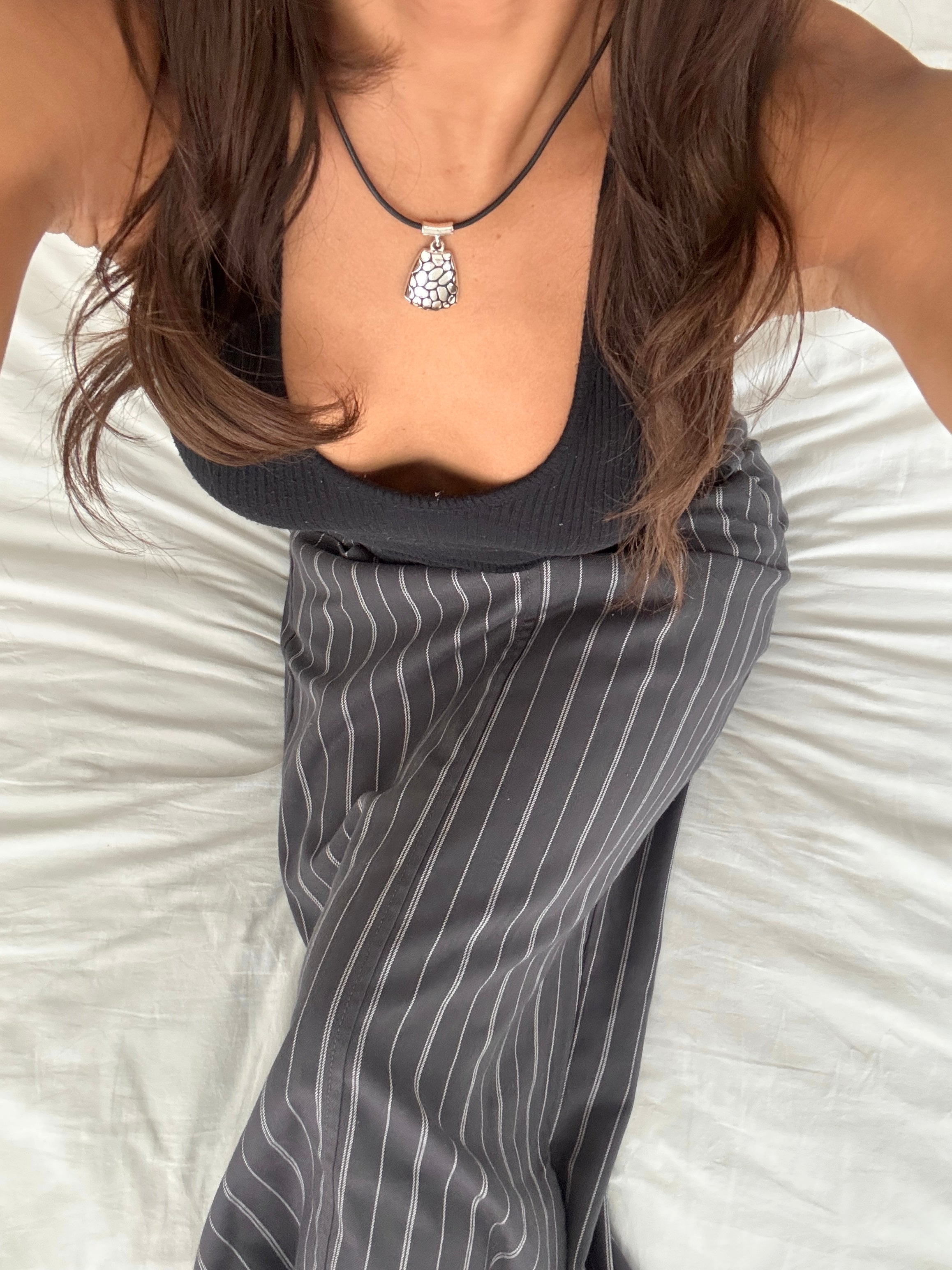 Vintage Silver Pebble Pendant Choker