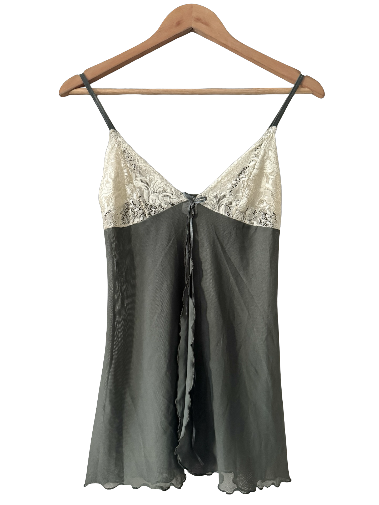Vintage Y2K Absinthe & Lace Chiffon Camisole  (S)